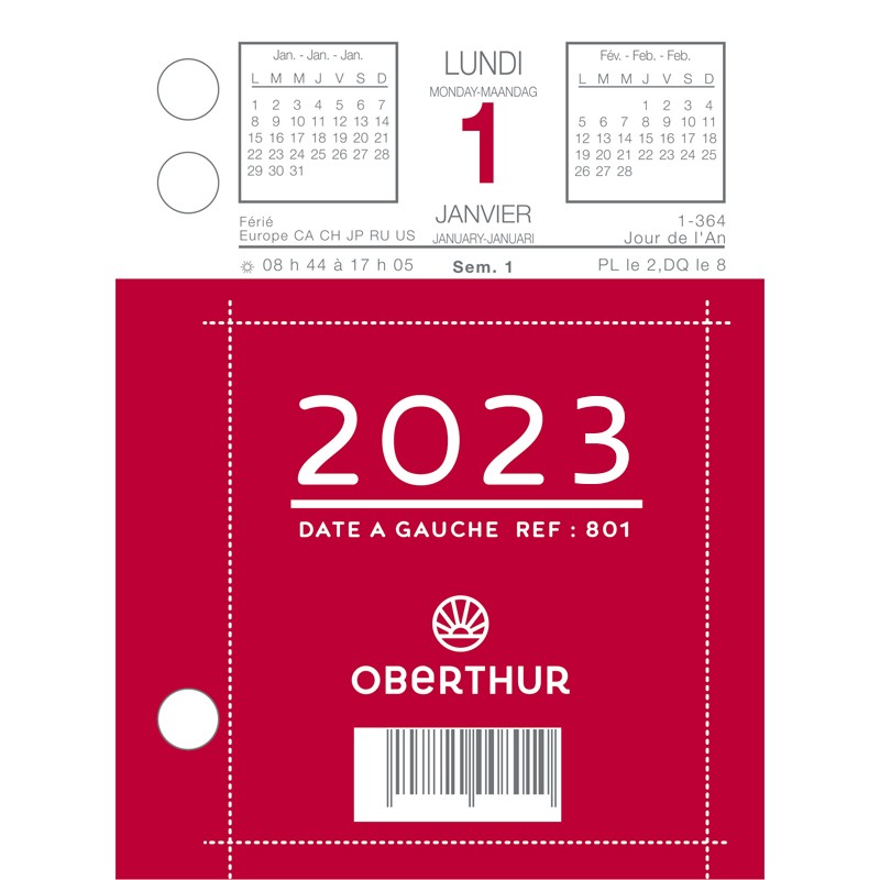 Blocs De Bureau Oberthur 2025 - Lot De 2 - Date à Gauche - 327 Pages - 83x119mm