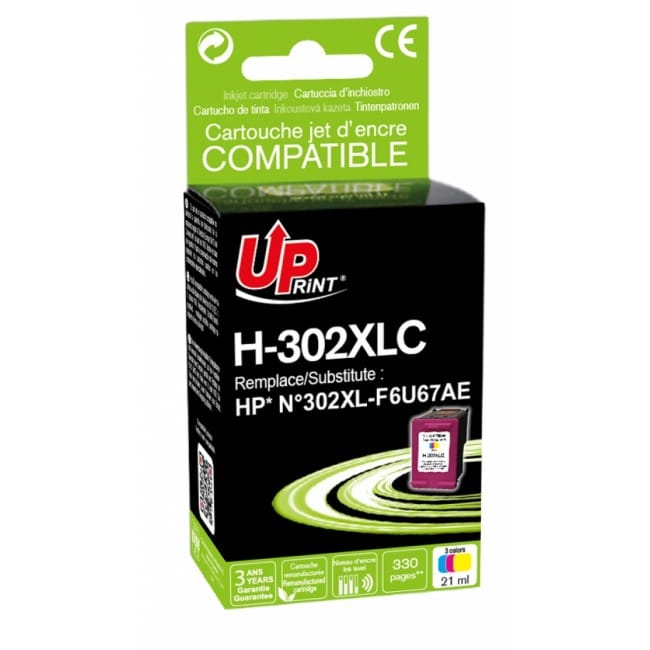 Cartouche compatible HP 302XL - cyan, magenta, jaune - Uprint H.302XLC  