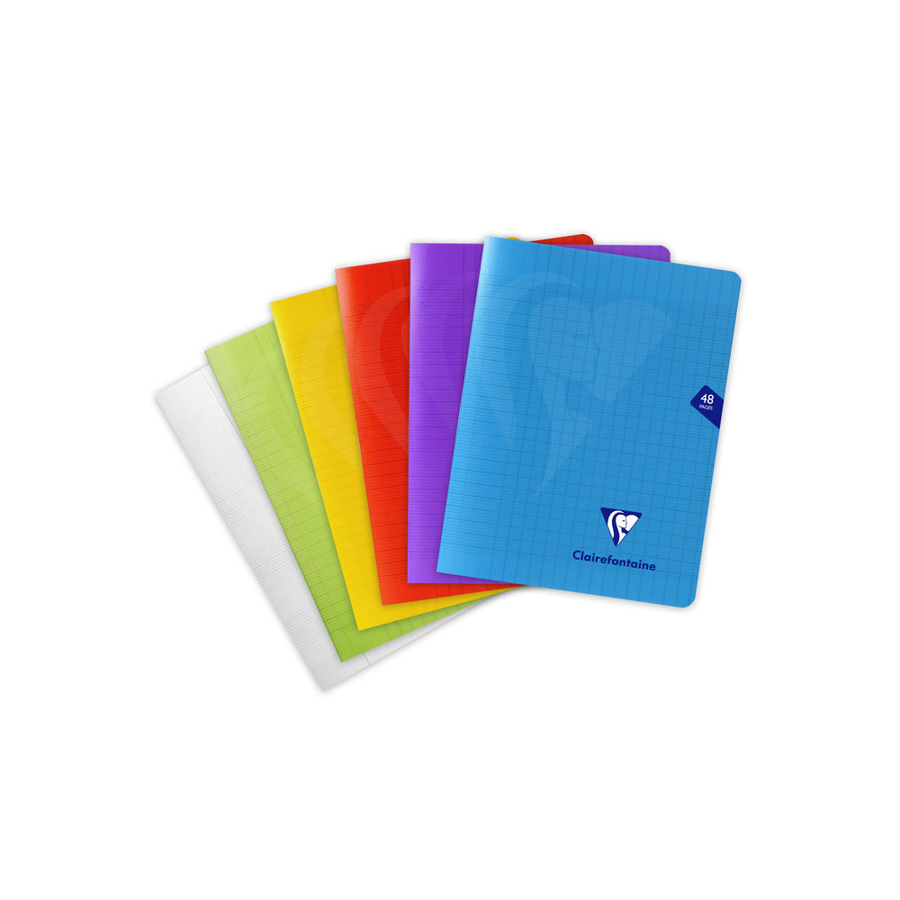 Clairefontaine Mimesys - Cahier polypro 17 x 22 cm - 48 pages - grands carreaux (Seyes) - disponible dans différentes couleurs