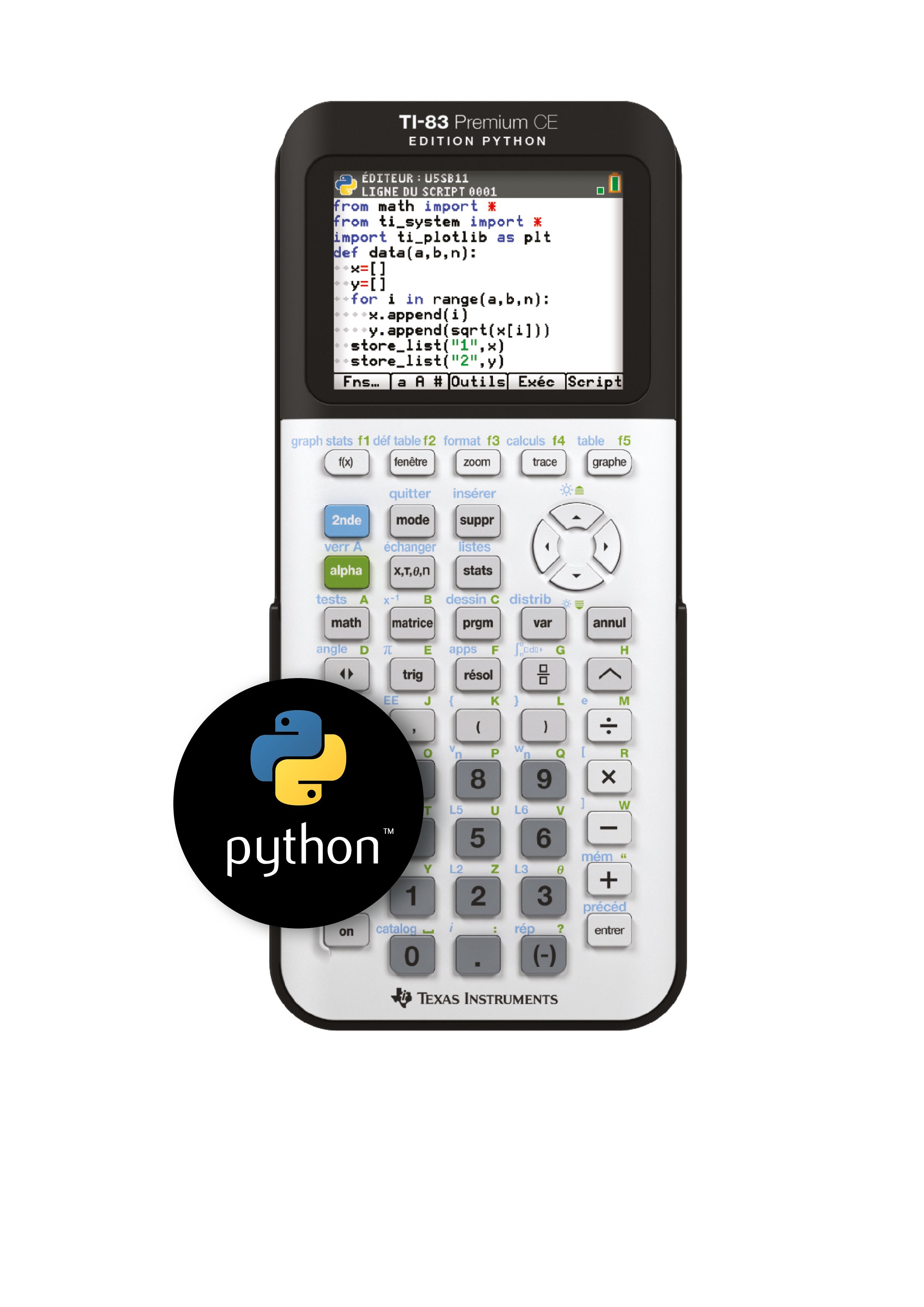 Calculatrice graphique TI83 Premium - Edition Python