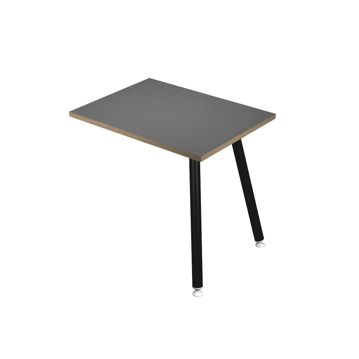 Retour direct pour bureau LEONARDO - L80 x H74 x P60 - Pieds métal noirs - Anthracite chants chêne