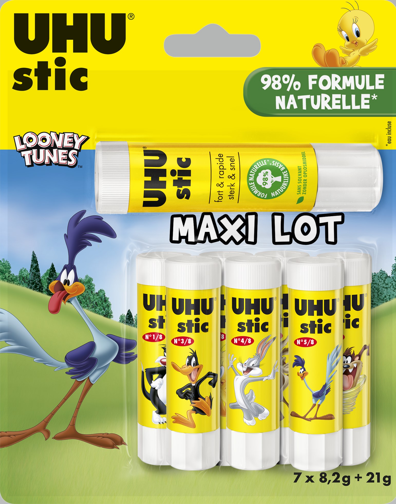 UHU - 7 Bâtons de colle 8.2 g  + 1 bâton 21 g - Looney Tunes