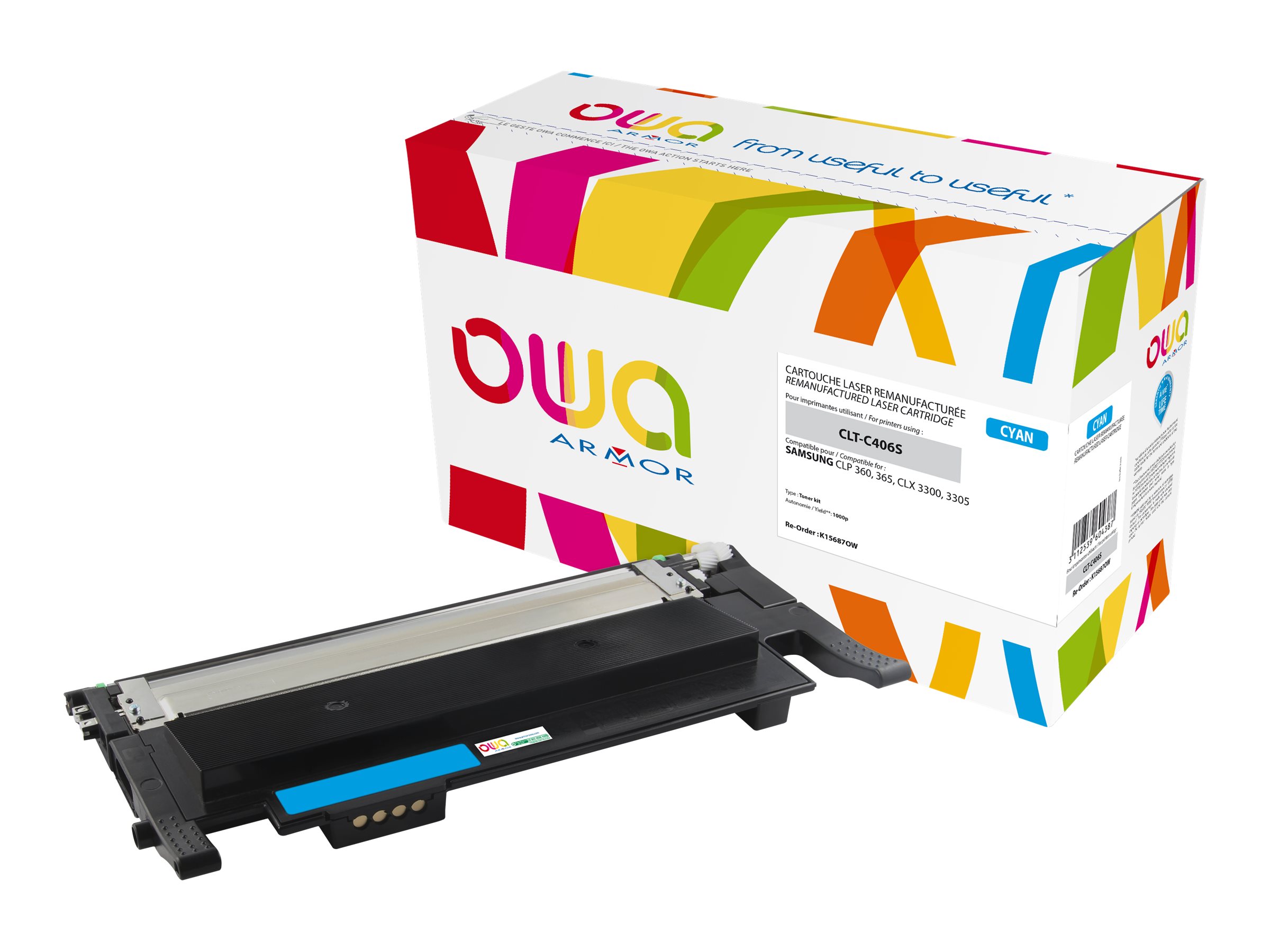 Cartouche laser compatible Samsung CLT-406S - cyan - Owa K15687OW
