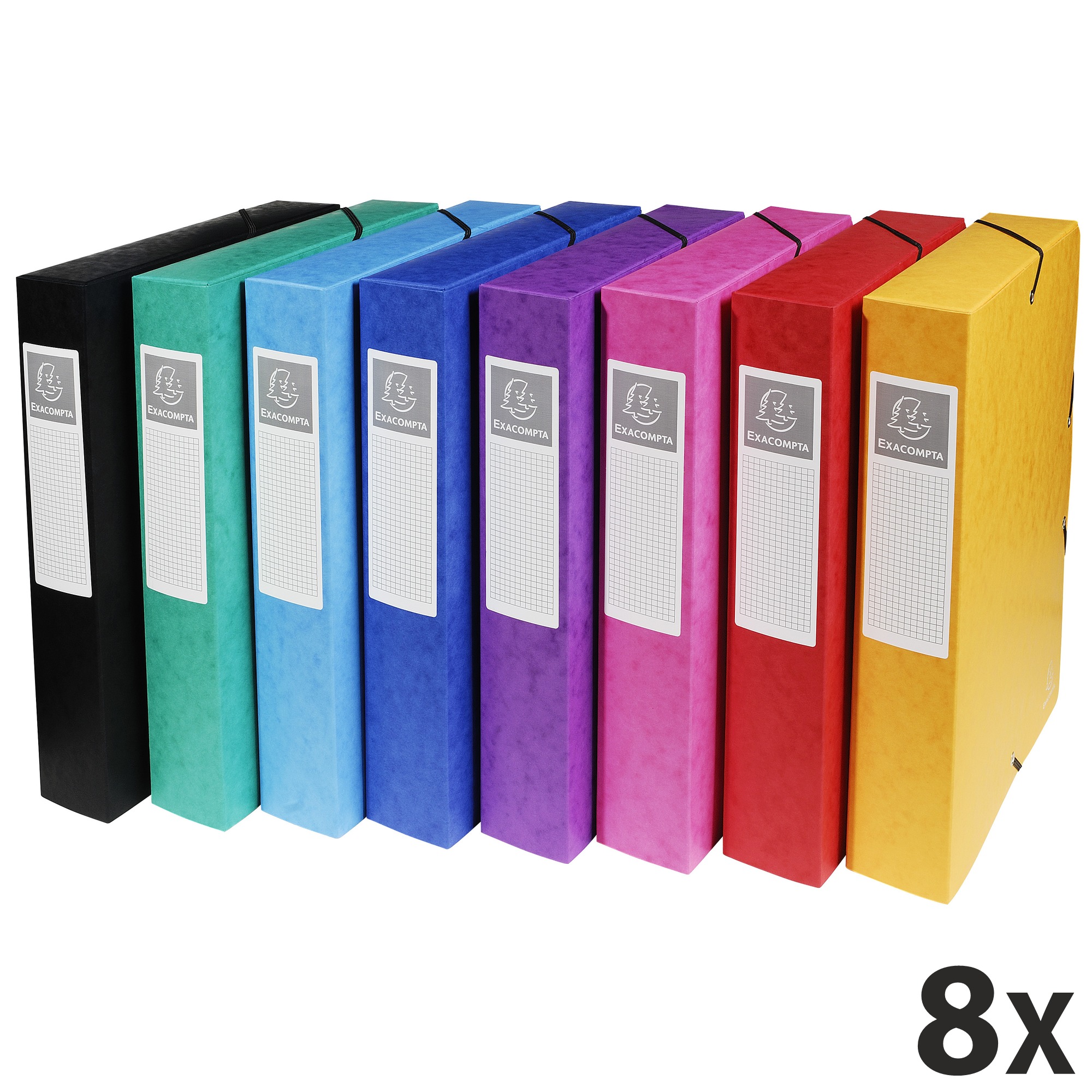 Lot De 8 Boîtes De Classement En Plastique Noir Pour Documents A4 - Dos 75mm - Organisateur De Bureau - 12