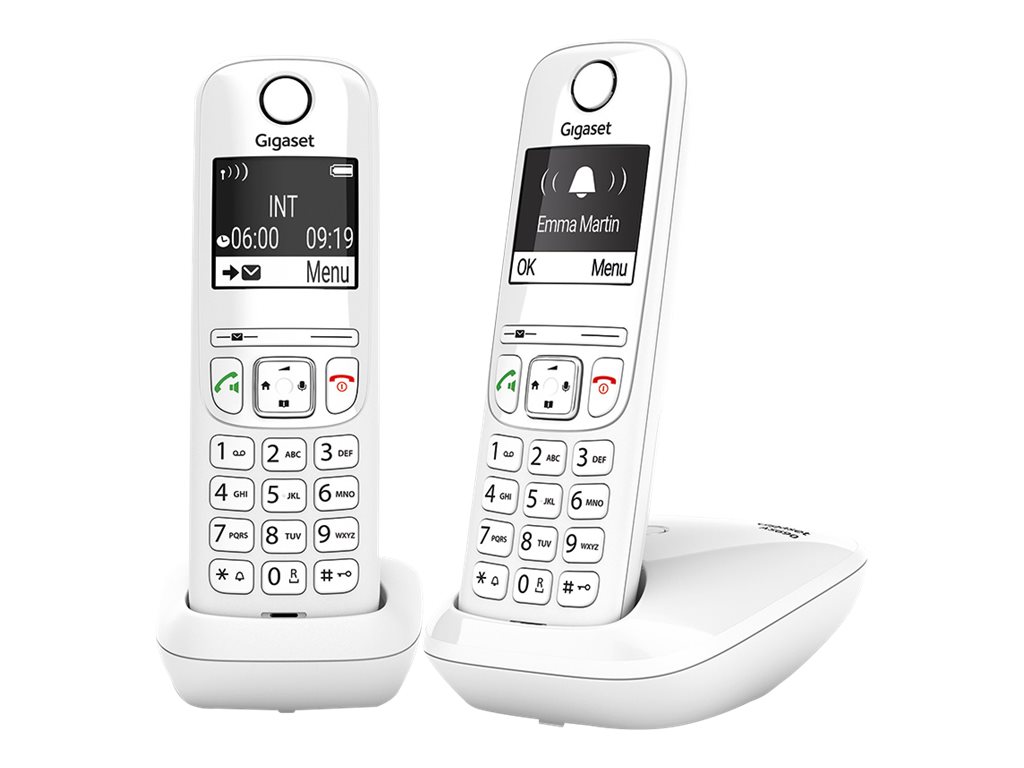 Gigaset AS690 Duo - téléphone sans fil + combiné supplémentaire - blanc