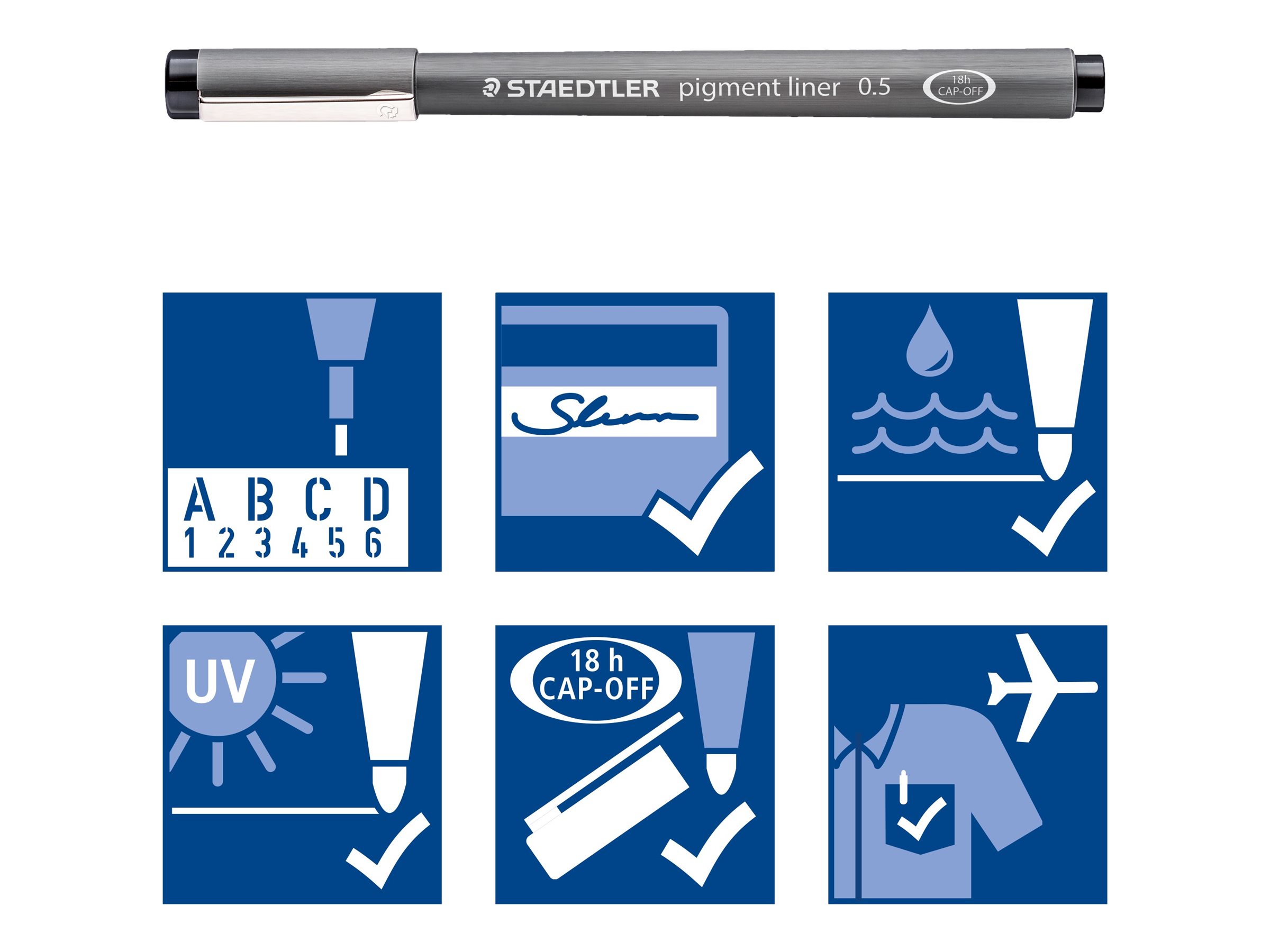 STAEDTLER pigment liner - Pack de 8 Feutres fins - pointes assorties - noir