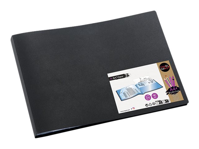 Porte-Vues A3 VIQUEL 60 Vues - Chemise Plastique Rigide Noir - Gamme CREATIV'GALLERY Pour Artistes - 30 Pochettes