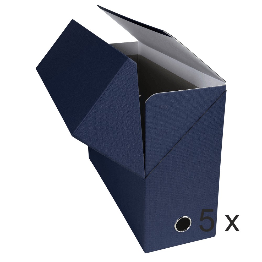 Exacompta - 5 Boîtes de transfert - dos 120 mm - toile bleu foncé