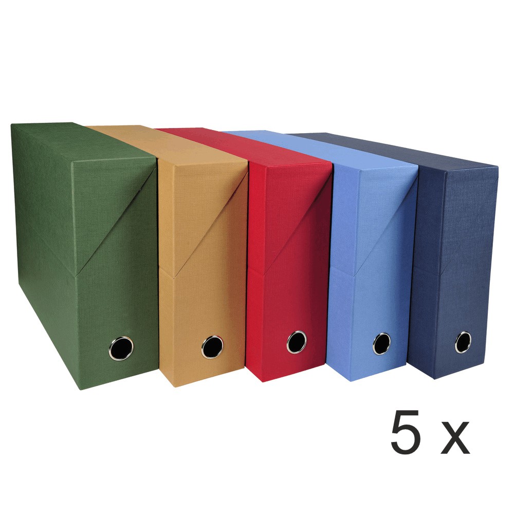 Exacompta - 5 Boîtes de transfert - dos 90 mm - toile couleurs assorties