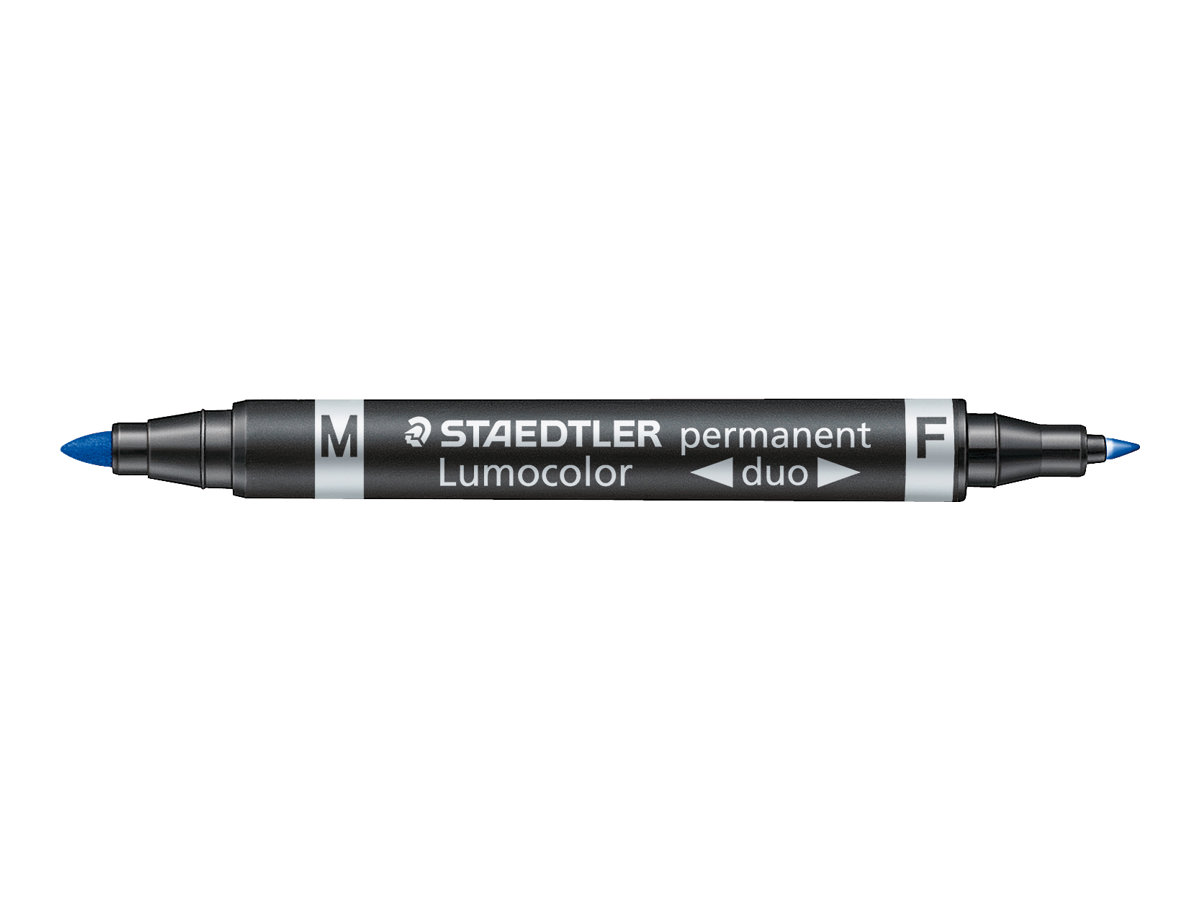 STAEDTLER LUMOCOLOR Duo - Marqueur permanent - double pointe fine et moyenne - bleu