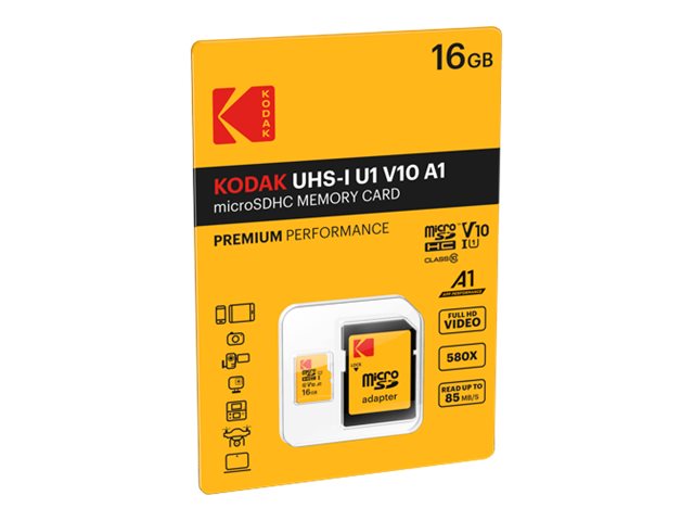 Kodak - carte mémoire 16 Go - Class 10 - micro SDHC UHS-I U1