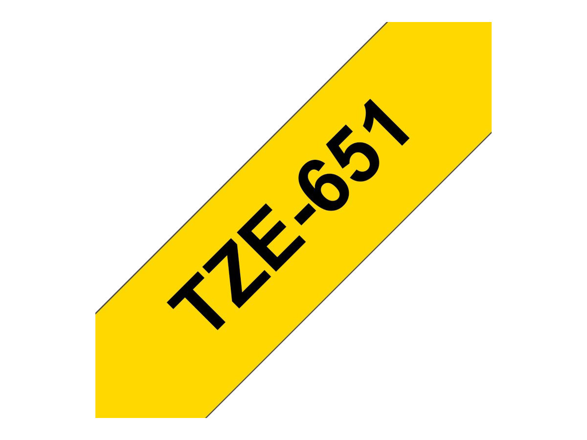 Brother TZe651 - Ruban d'étiquettes auto-adhésives - 1 rouleau (24 mm x 8 m) - fond jaune écriture noire 