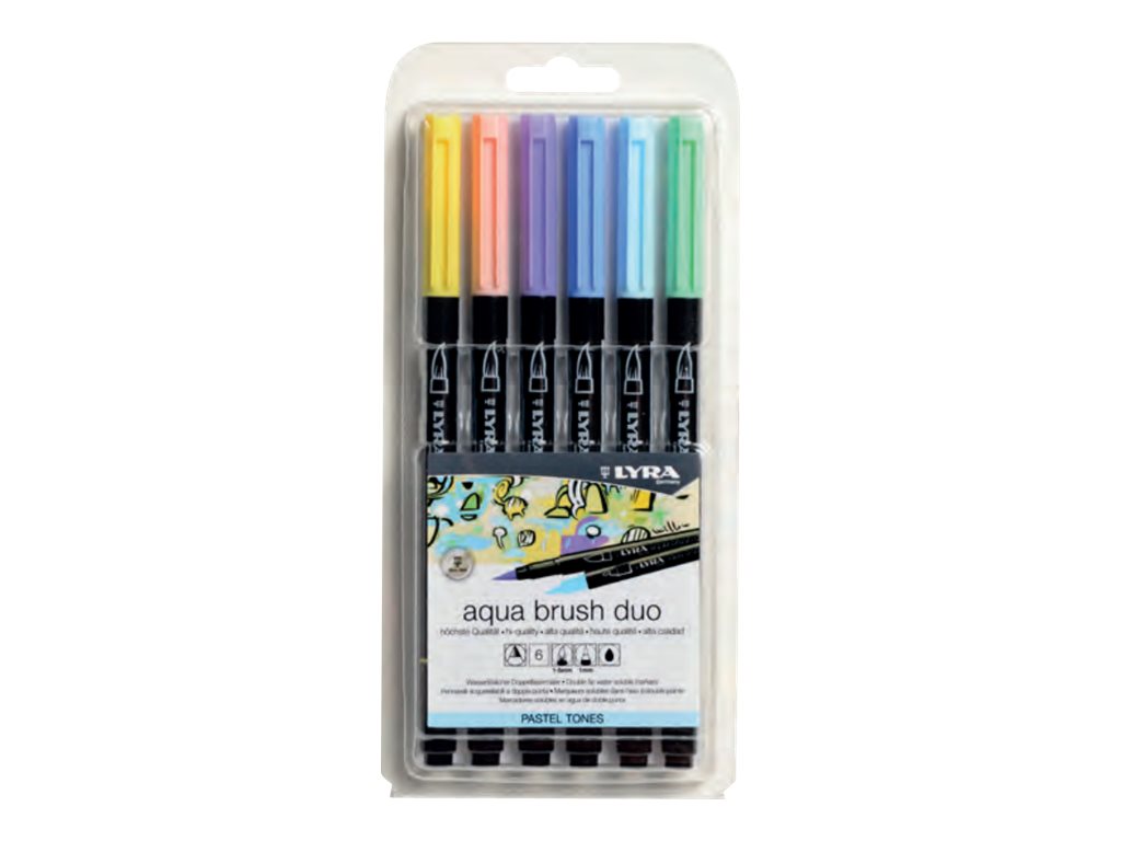 Lyra Aqua Brush Duo - 6 Feutres pinceaux - différentes couleurs pastels