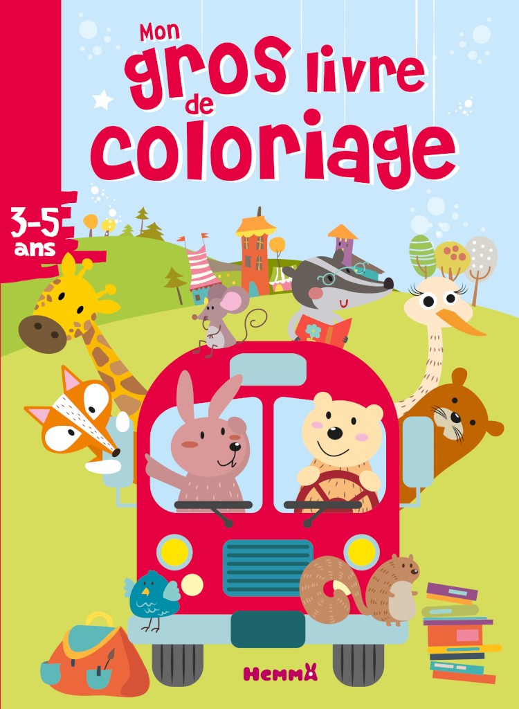 Mon gros livre de coloriage : bus animaux