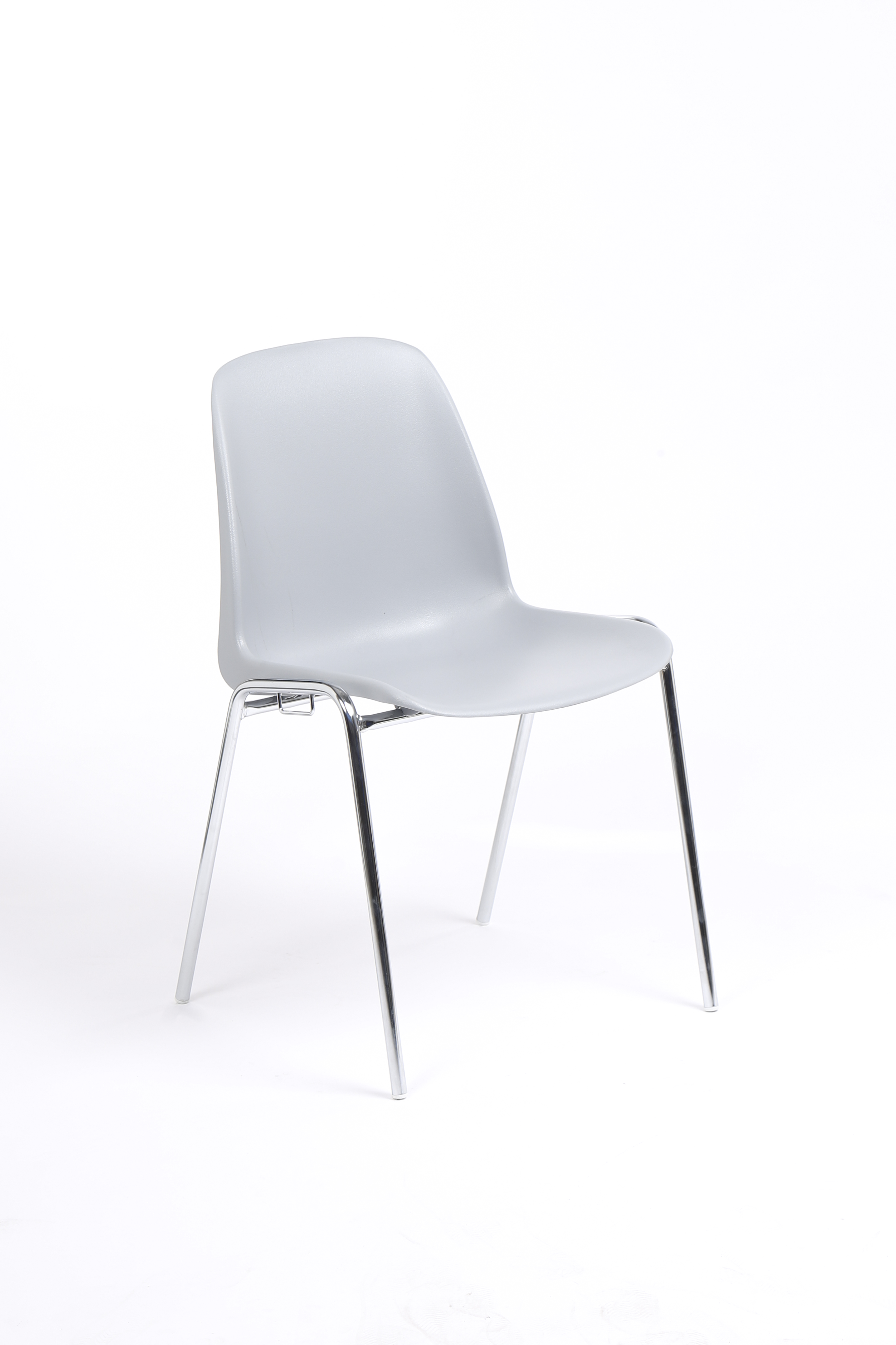 Chaise CHARLOTTE - pieds chromés avec accroches - gris clair