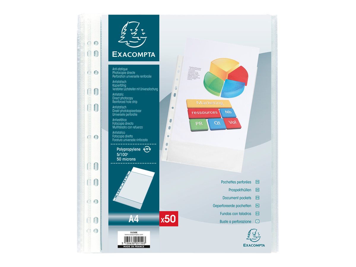 30 Pochettes A4 Avec 200 Perforations - Porte-Documents Transparent Avec Fermeture Scratch