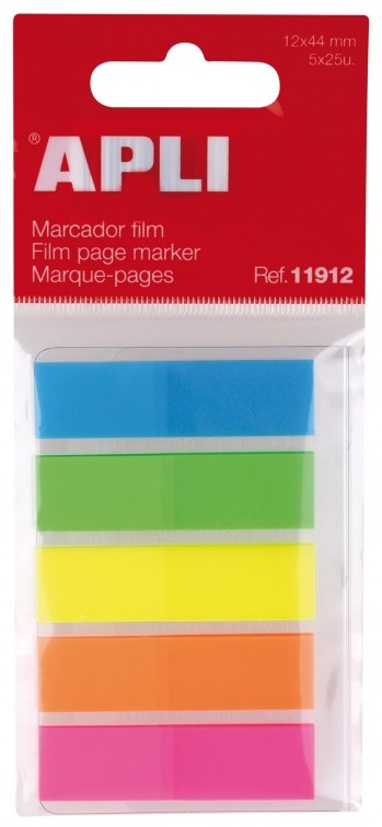 Apli - Marque-pages (Index) - 12 x 45 mm - couleurs assorties
