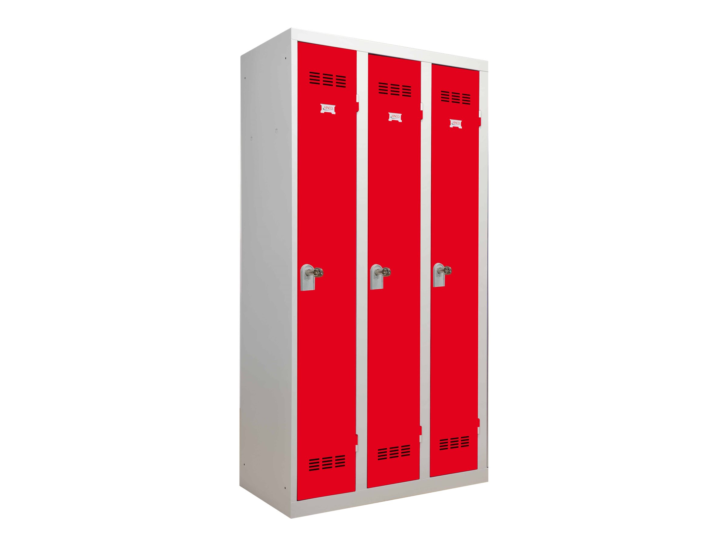 Vestiaire Industrie Propre - 3 portes - 180 x 90 x 50 cm - gris/rouge