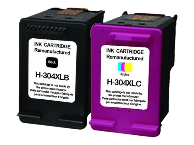 Cartouche compatible HP 304XL - pack de 2 - noir, cyan, magenta, jaune - Uprint