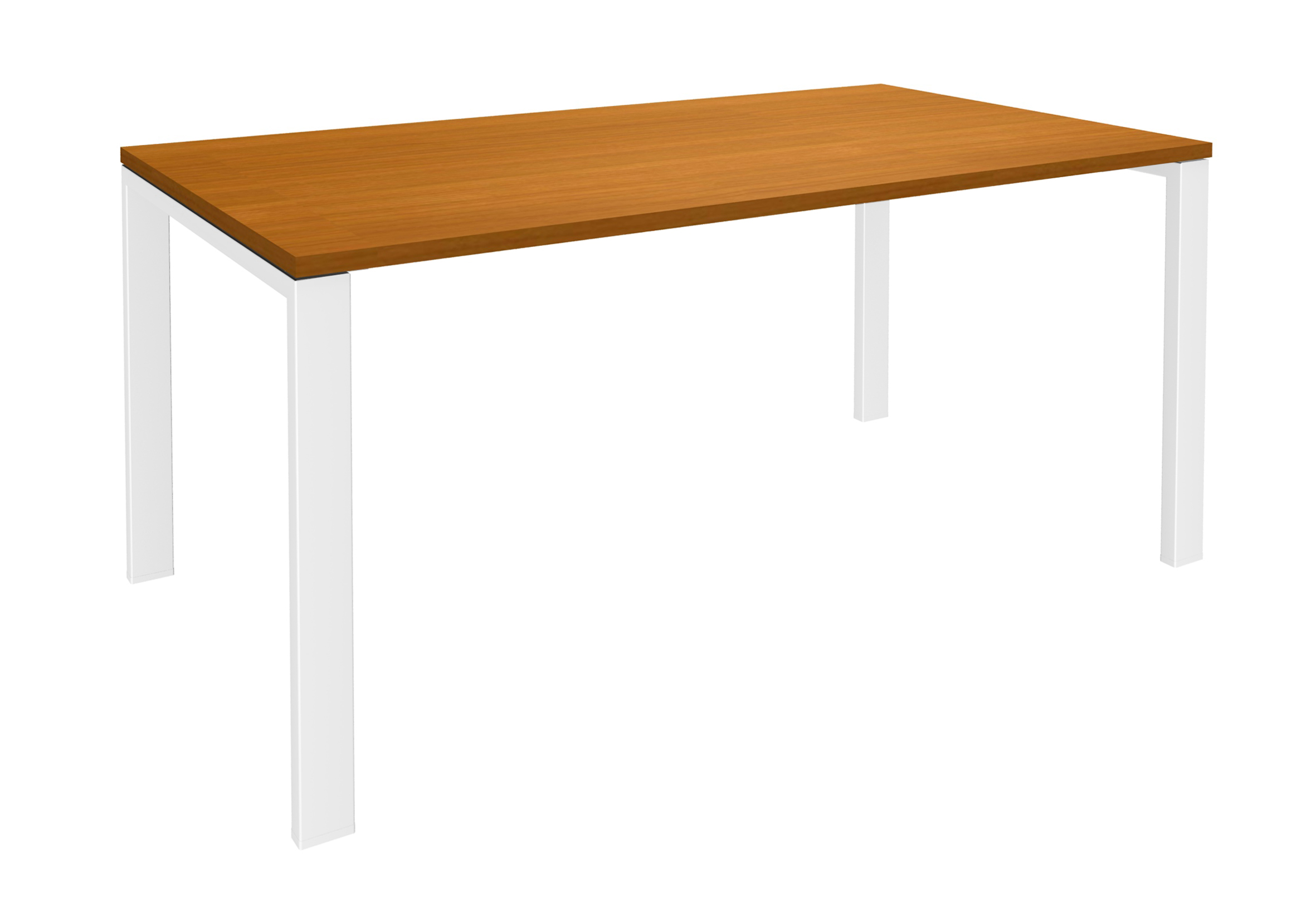 Bureau simple IRIS - L120 cm - Plan de départ - Pieds blanc - plateau imitation Merisier
