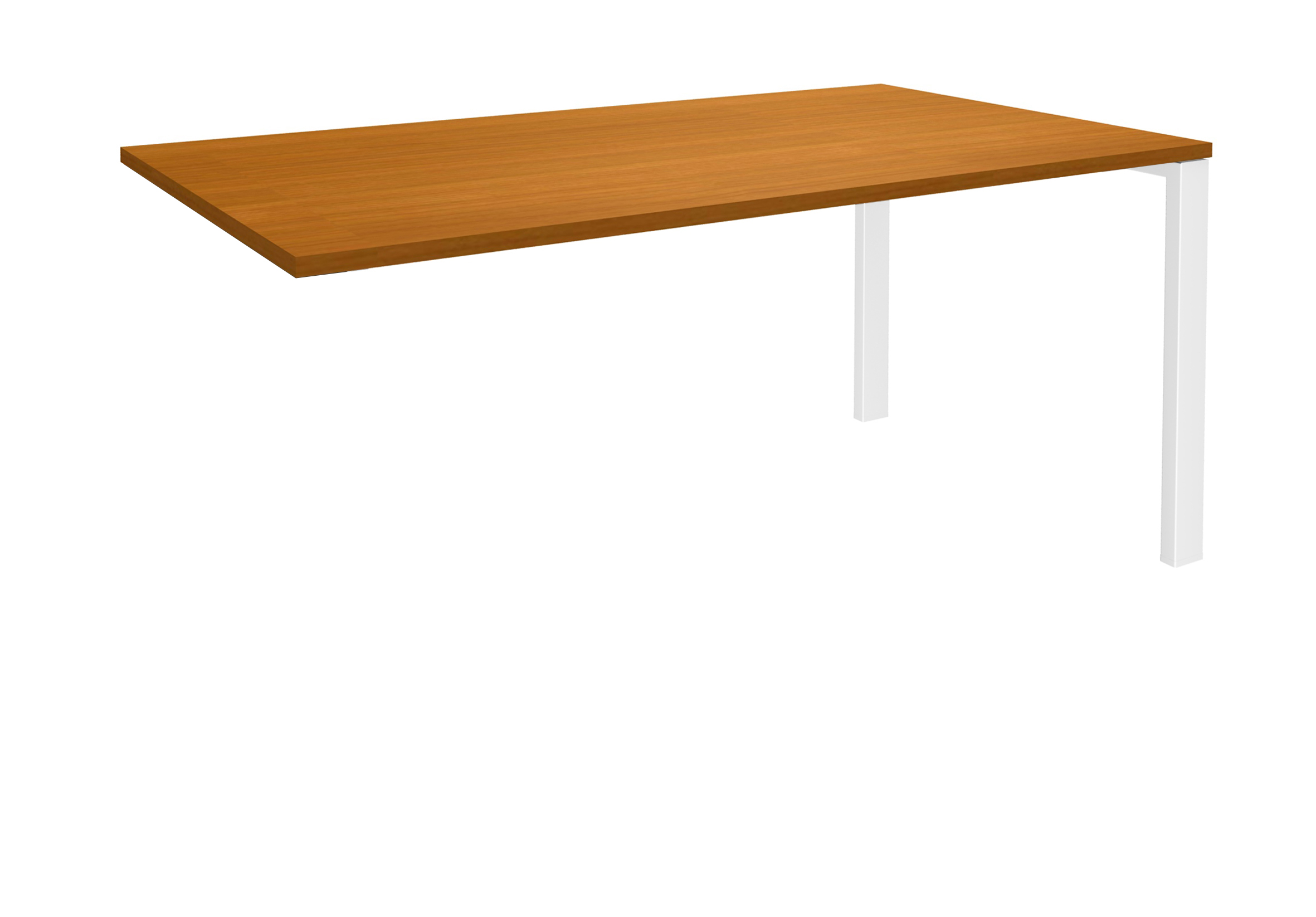 Bureau simple IRIS - L120 cm - Plan suivant - Pieds blanc - plateau imitation Merisier