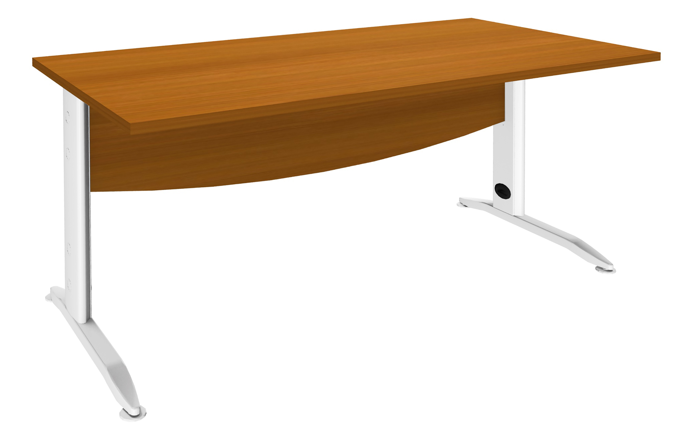 Bureau droit IDRA - L180 cm - Pieds blanc - plateau imitation Merisier