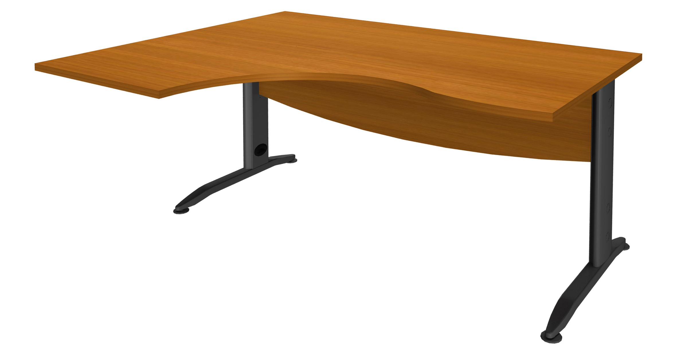 Bureau compact à gauche IDRA - L180 cm - Pieds anthracite - plateau imitation Merisier (Pieds de renfort obligatoire à rajouter - non inclus)