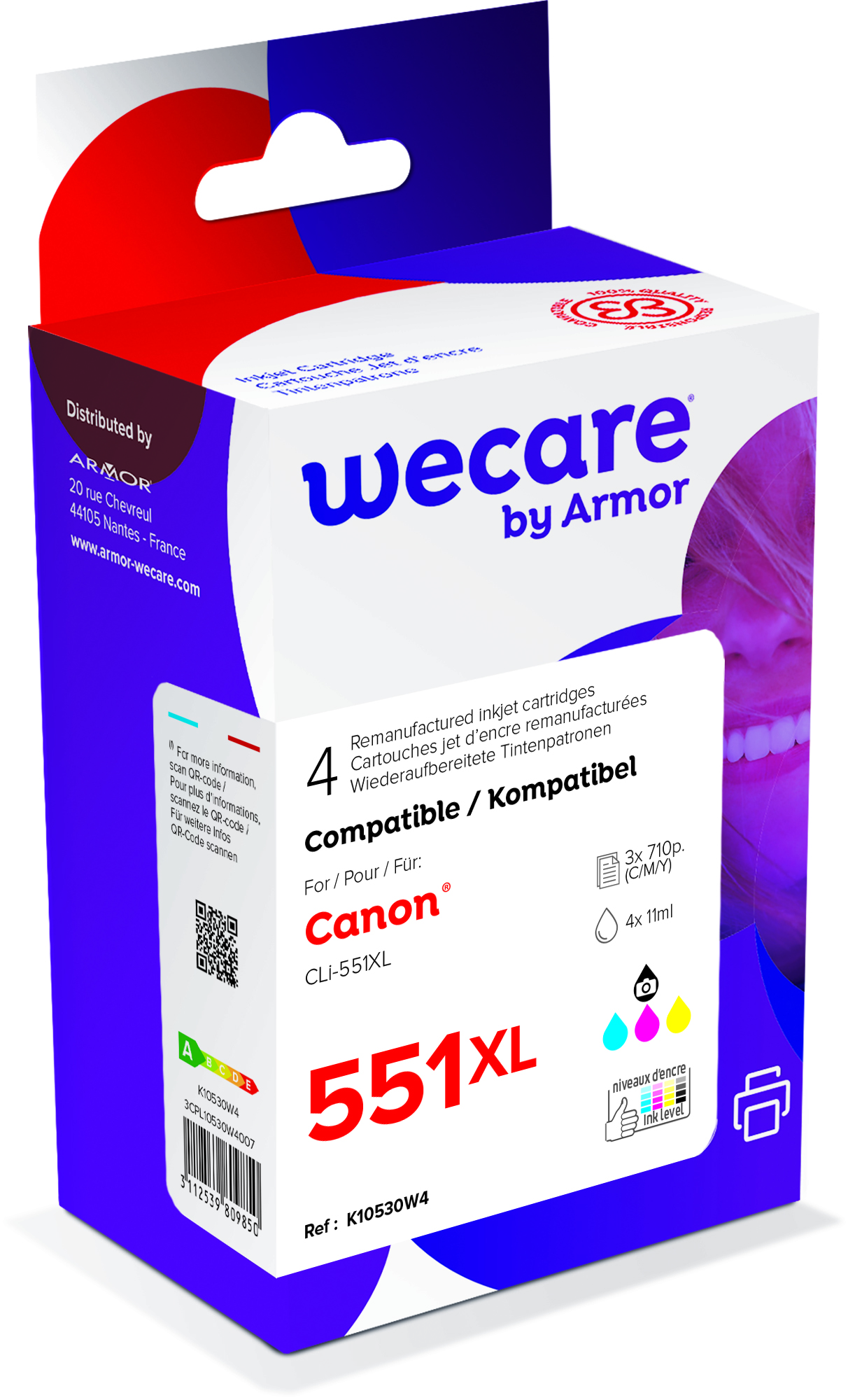 Cartouche compatible Canon CLI-551XL/PGI-550XL - pack de 4 - noir, cyan, magenta, jaune - ink