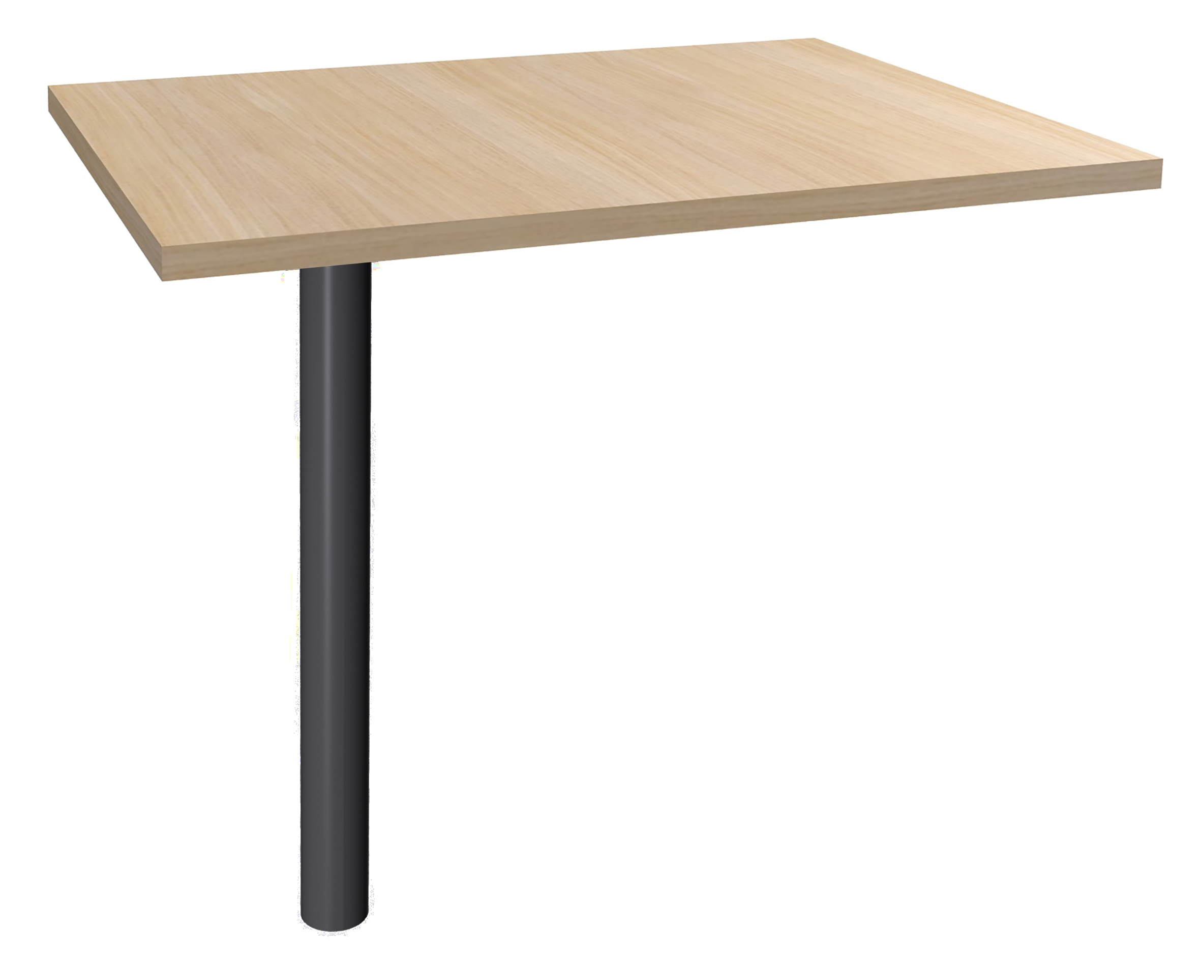Extension IDRA/DUAL sur pied tube - 80 x 60 cm - Pied anthracite - plateau imitation Chêne clair