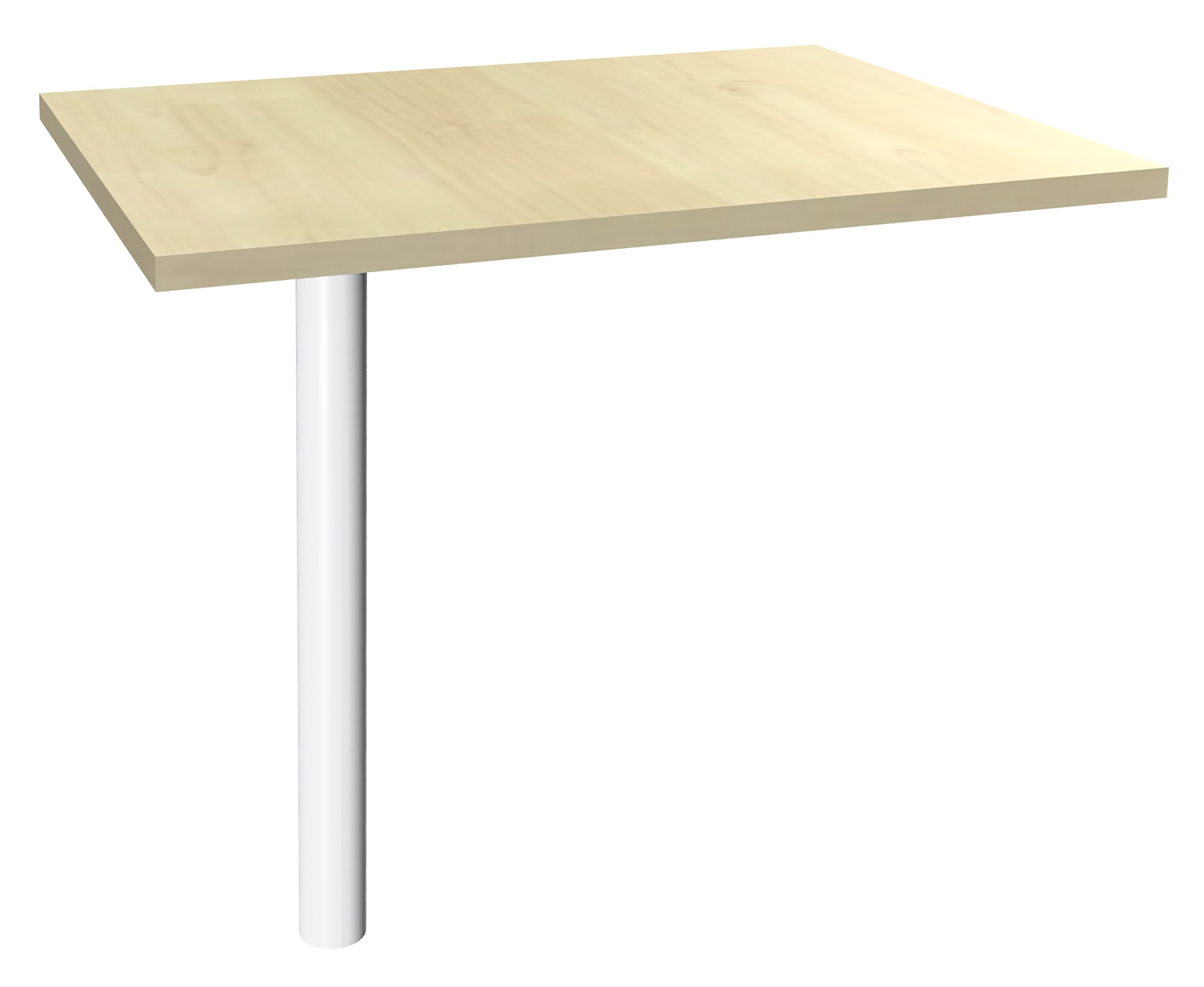 Extension IDRA/DUAL sur pied tube - 80 x 60 cm - Pied blanc - plateau imitation Erable
