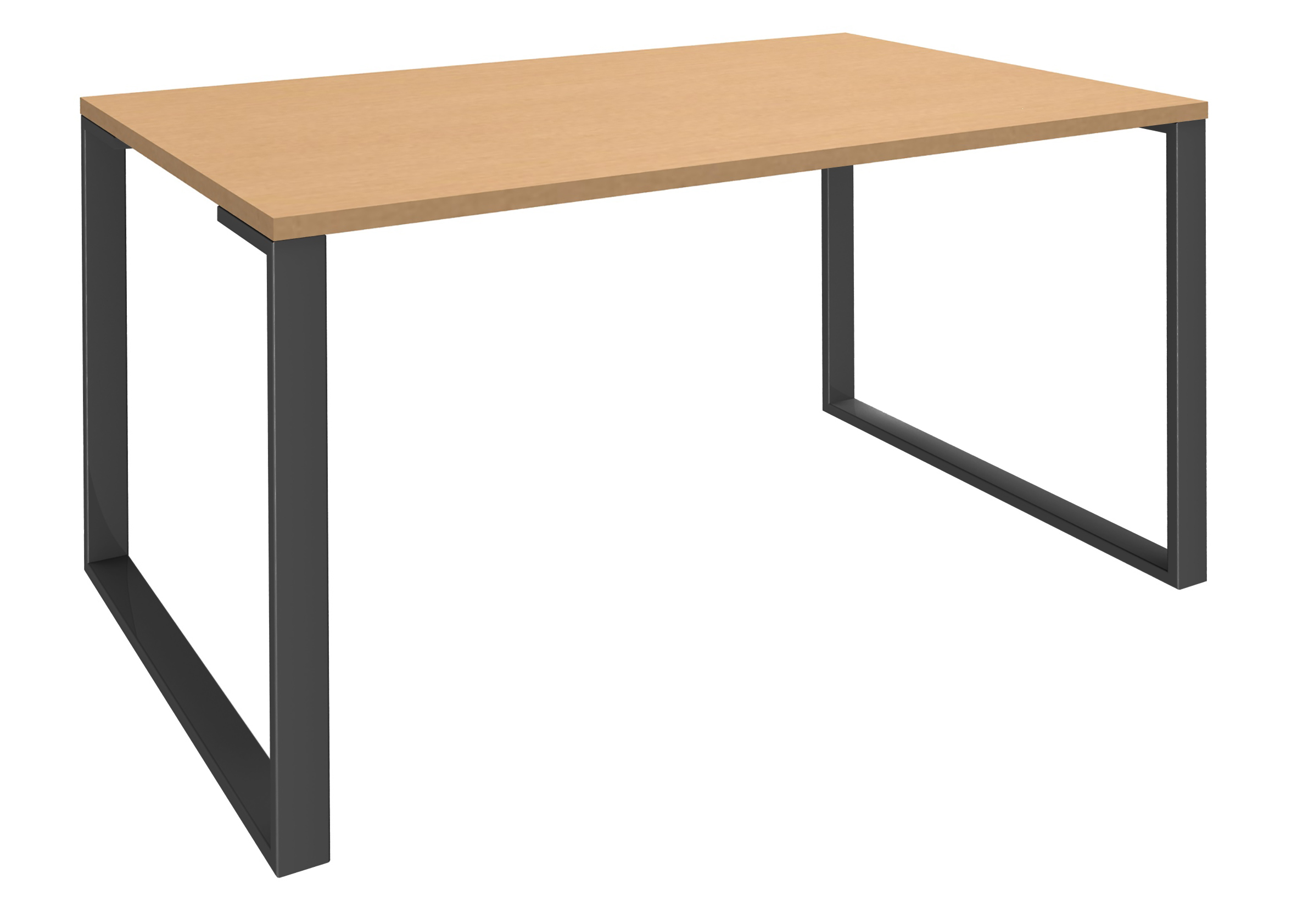 Bureau droit LOFTER - L140 cm - Plateau imitation Hêtre - pied Carbone