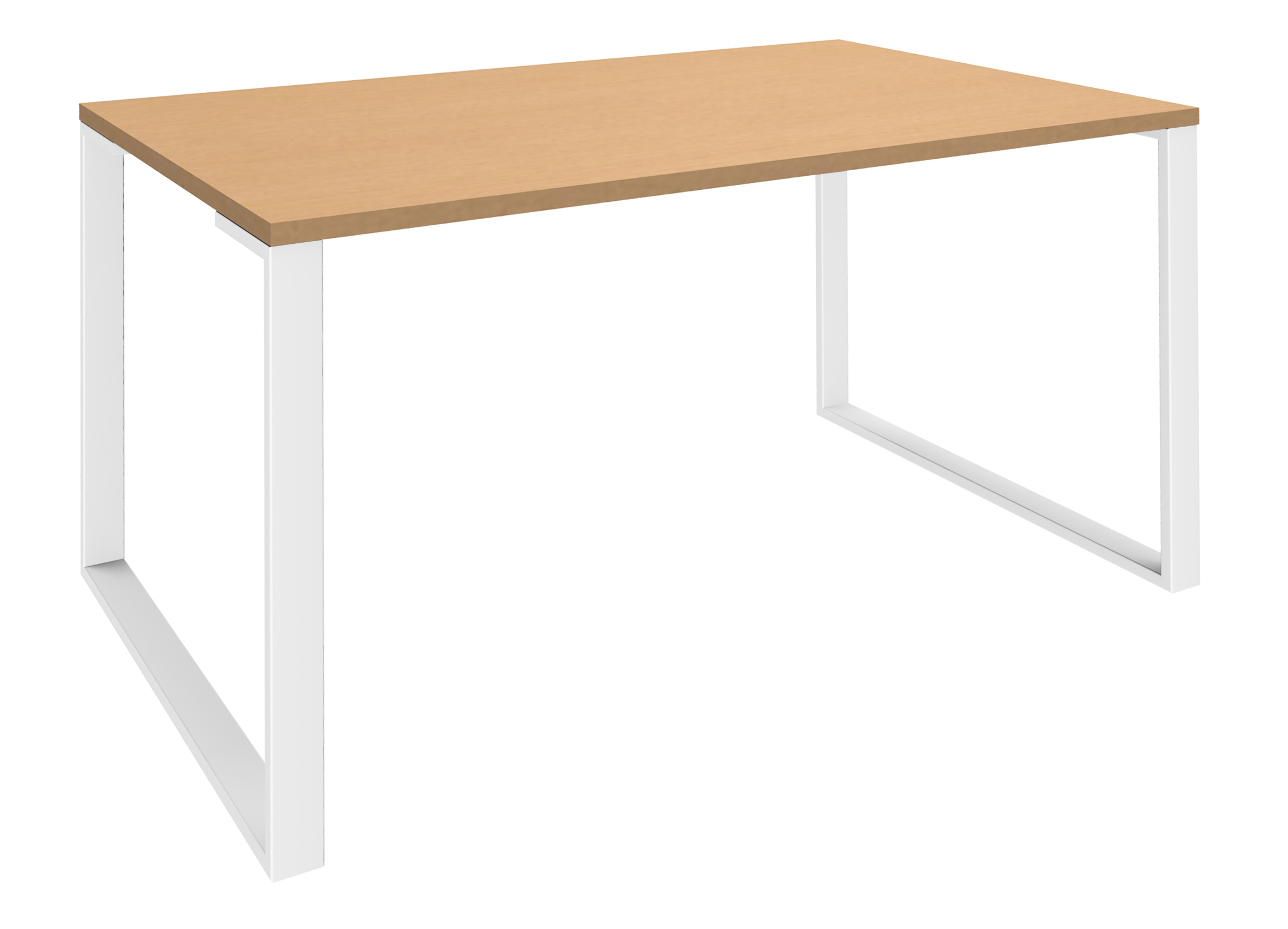 Bureau droit LOFTER - L180 cm - Plateau imitation Hêtre - pied Blanc