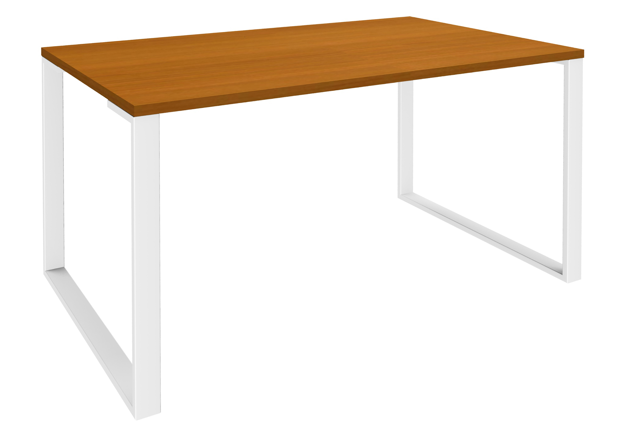 Bureau droit LOFTER - L140 cm - Plateau imitation Merisier - pied Blanc