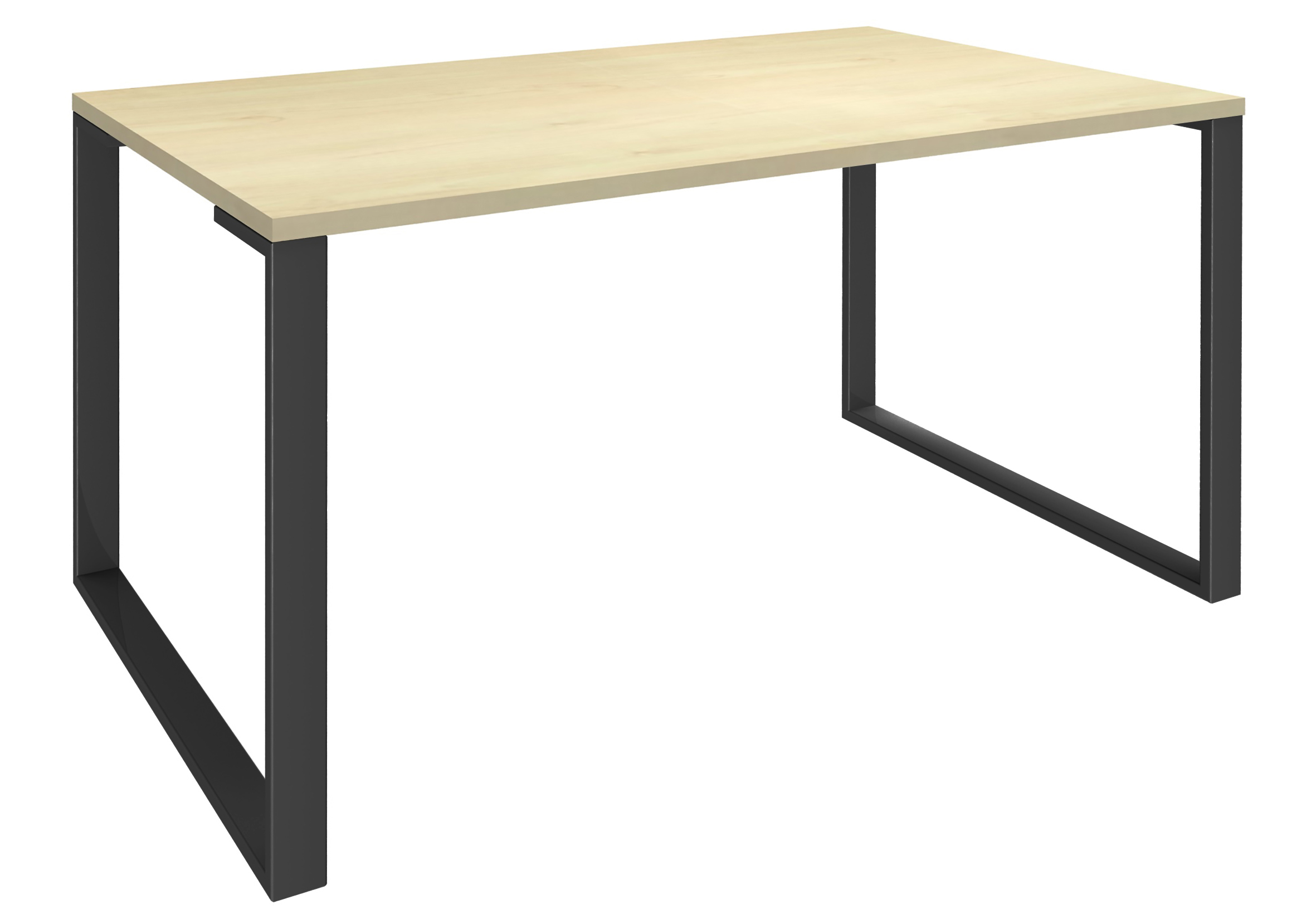 Bureau droit LOFTER - L140 cm - Plateau imitation Erable - pied Carbone