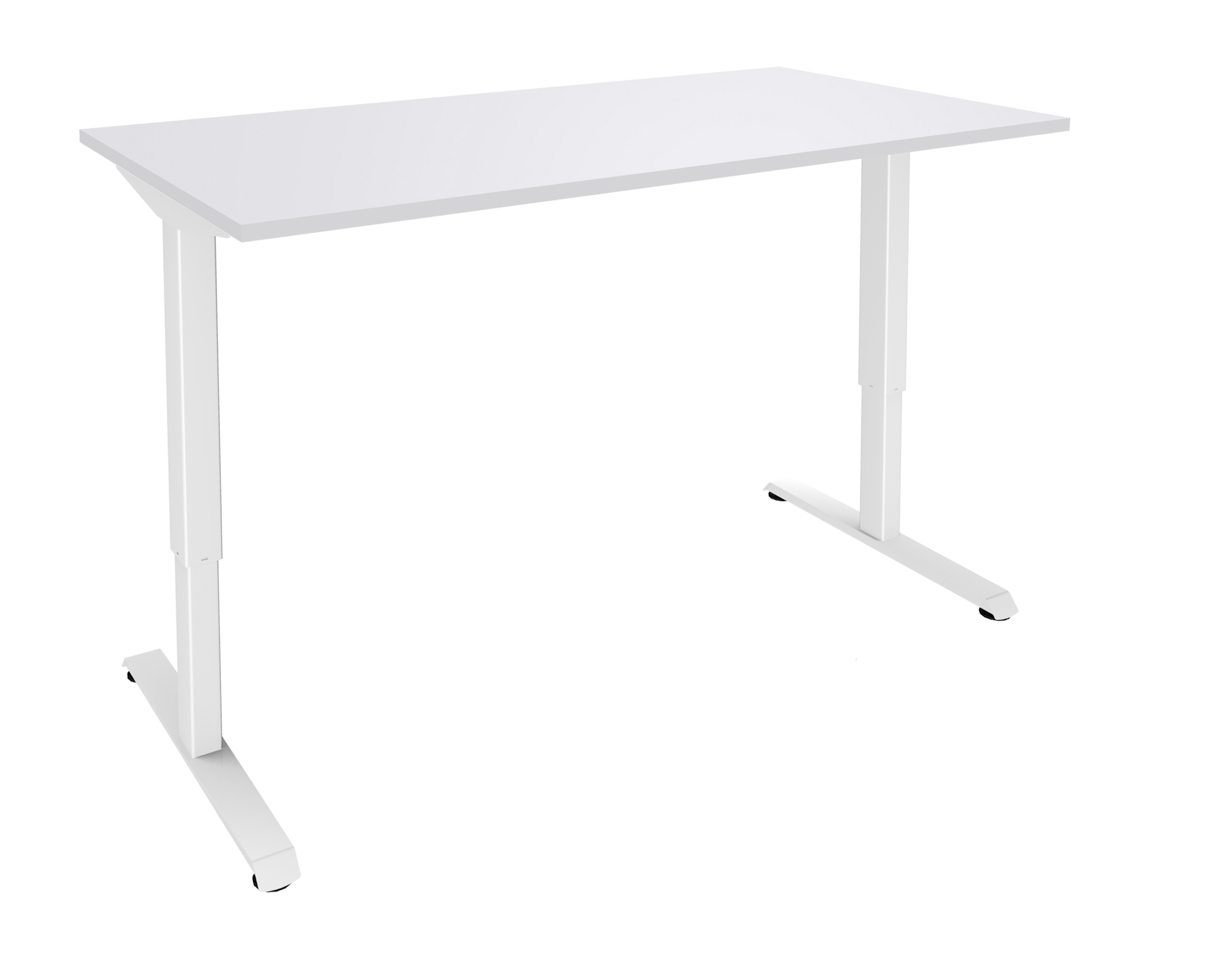 Bureau LEVEL réglable en hauteur par boitier de contrôle - 160 x 80 cm - Blanc perle