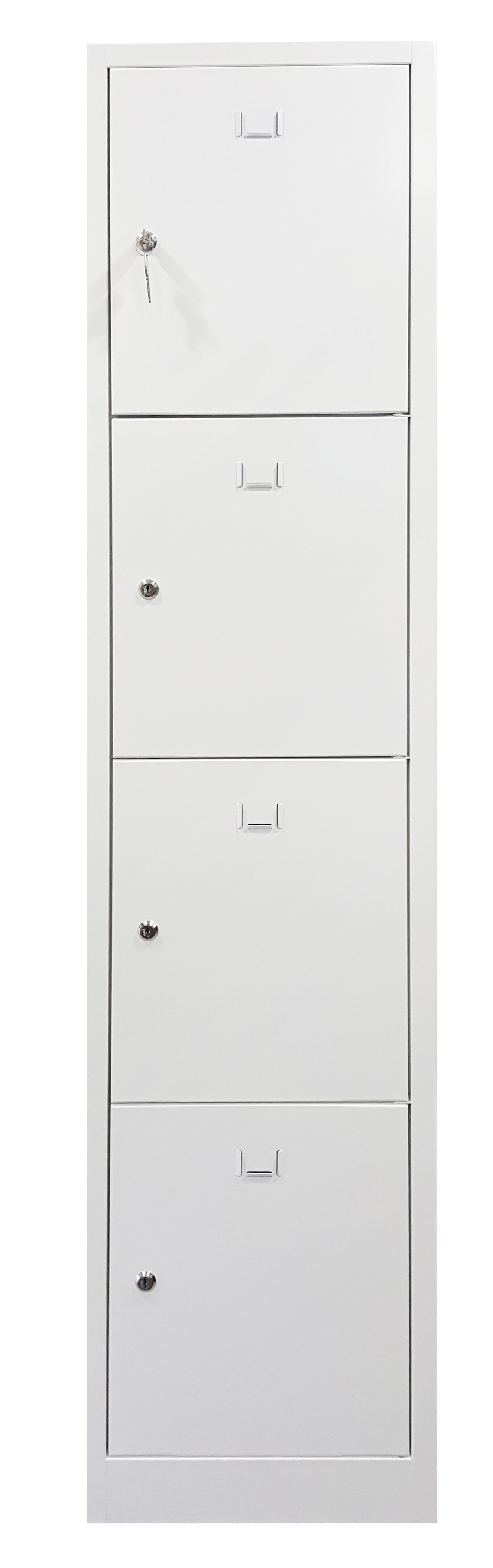 Vestiaire 1 colonne soit 4 cases monobloc - H180 x L30 x P50 cm - blanc