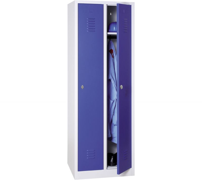Vestiaire industrie propre monobloc 2 colonnes - H180 x L60 x P50 cm - gris/bleu