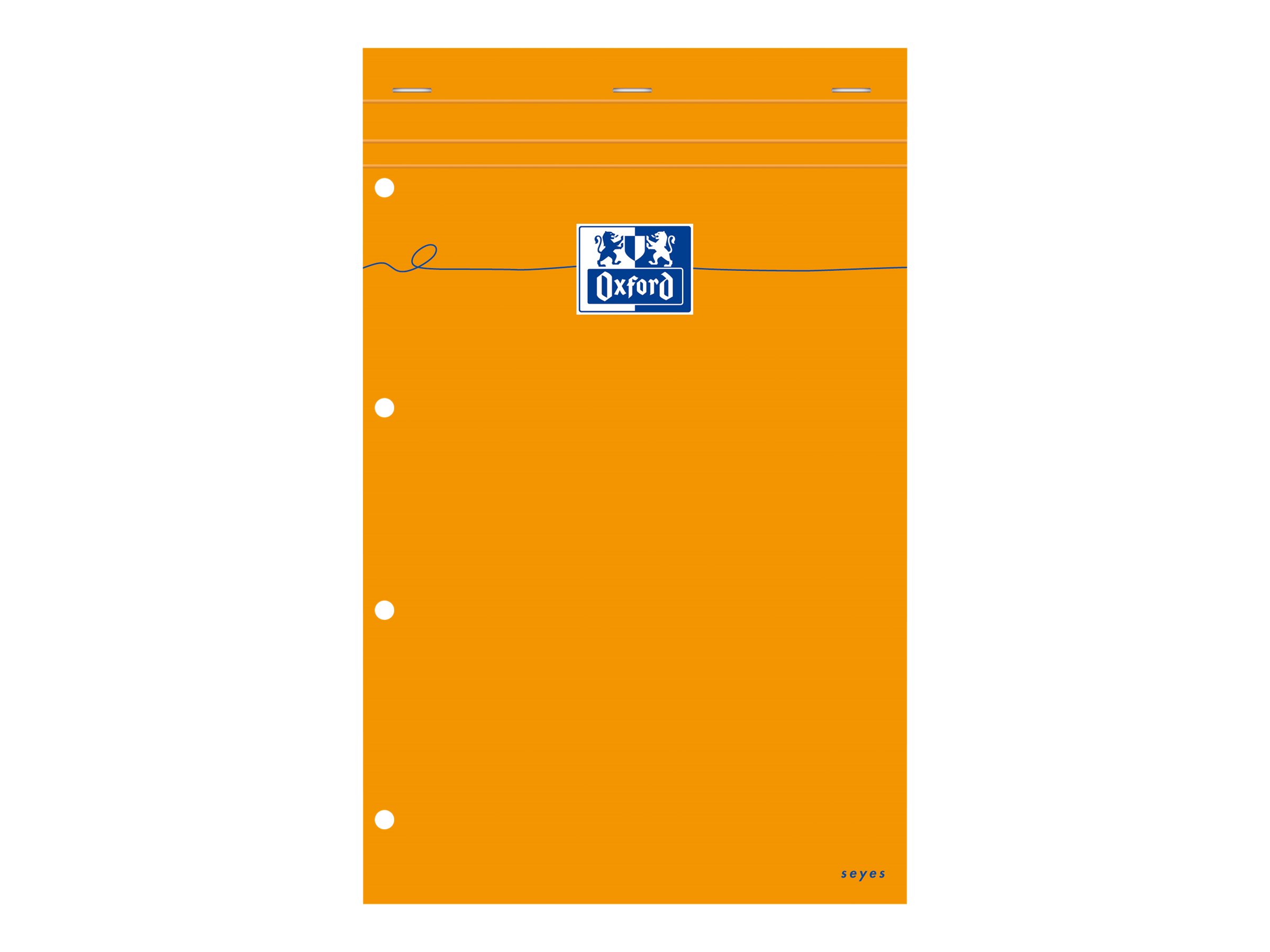 Oxford - Pack de 5 Blocs notes - A4 + - 160 pages - grands carreaux - perforés - orange
