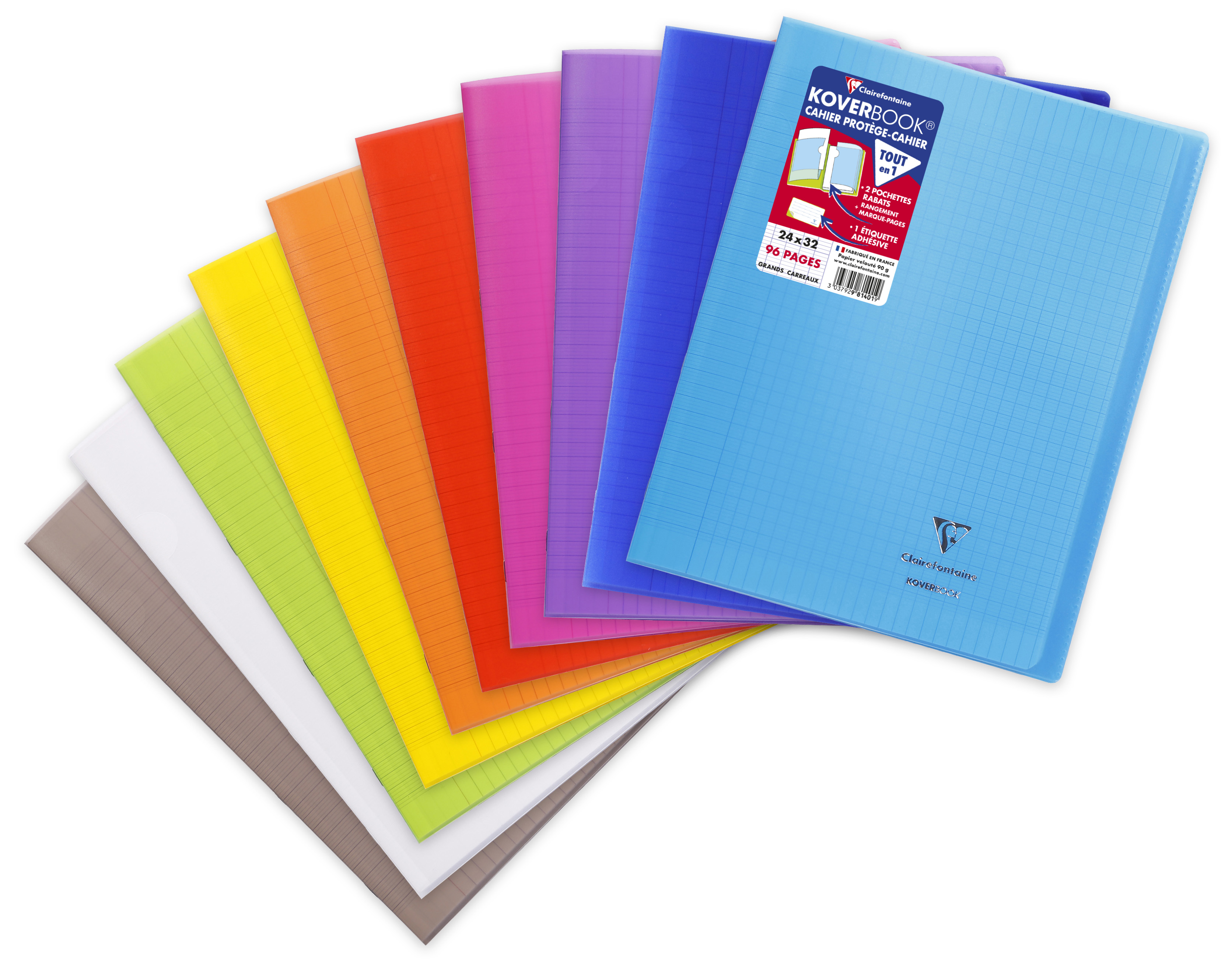 Clairefontaine Koverbook - Cahier polypro 24 x32 cm - 96 pages - grands
