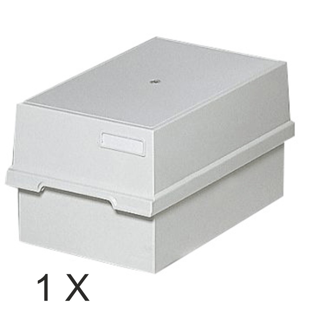 Exacompta - Boîte à fiches avec 2 intercalaires - A4 - pour 1200 cartes - gris lumière