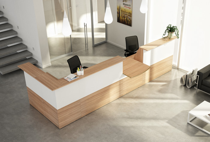 Banque d'accueil module haut MUSA - L80 cm - Noyer/blanc