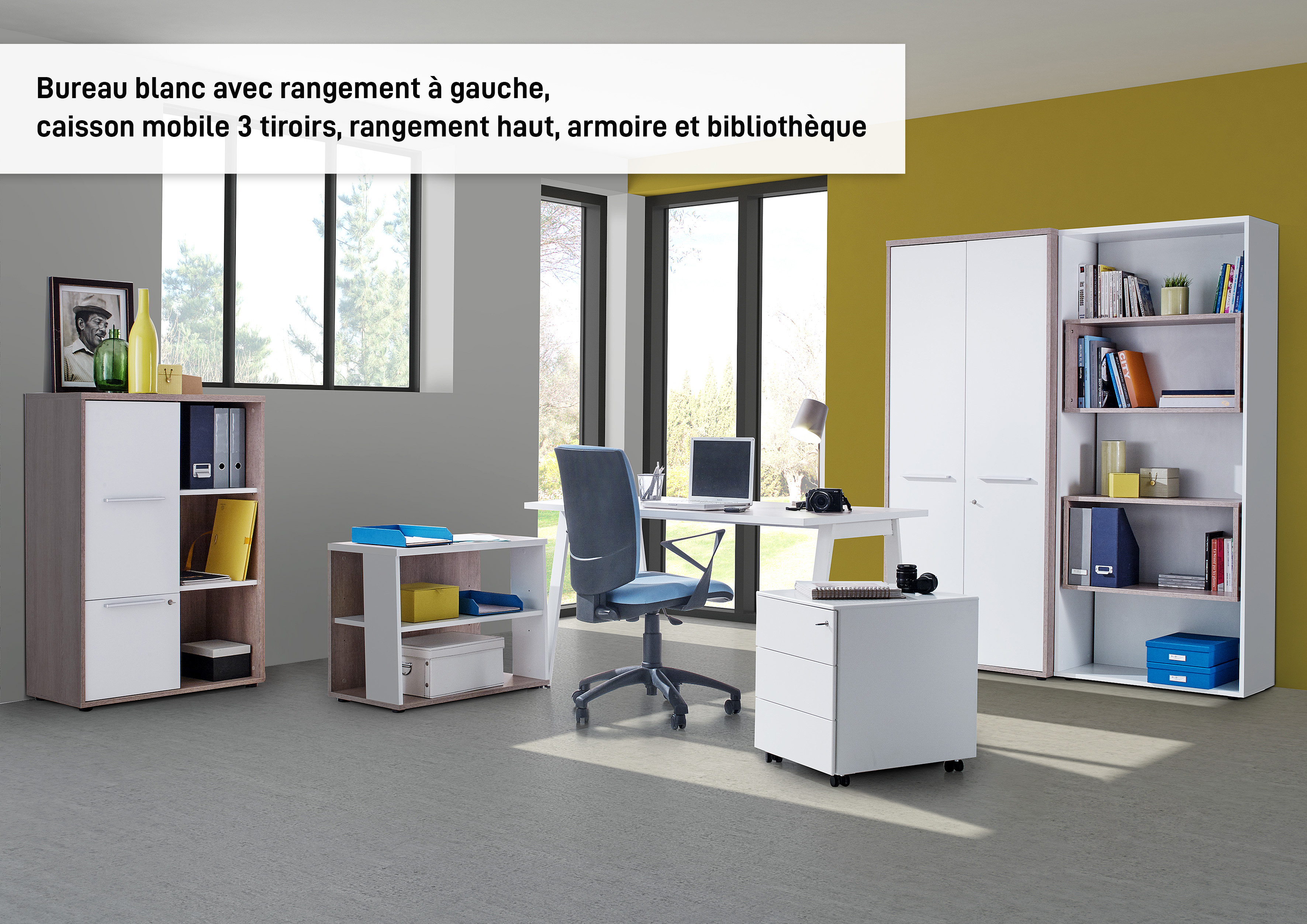 Bureau ARPE - 150 cm - Pieds métal - Blanc