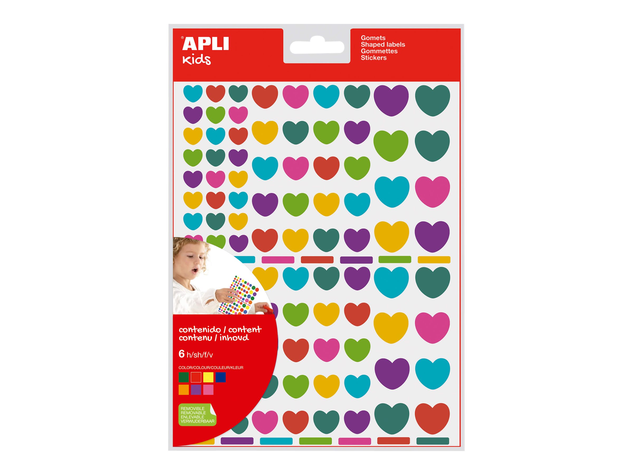 Apli Kids - 624 stickers cœurs - couleurs assorties