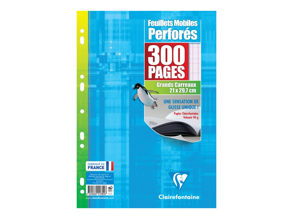 Clairefontaine - 300 feuilles simples A4 - grands carreaux (Seyes) - perforées