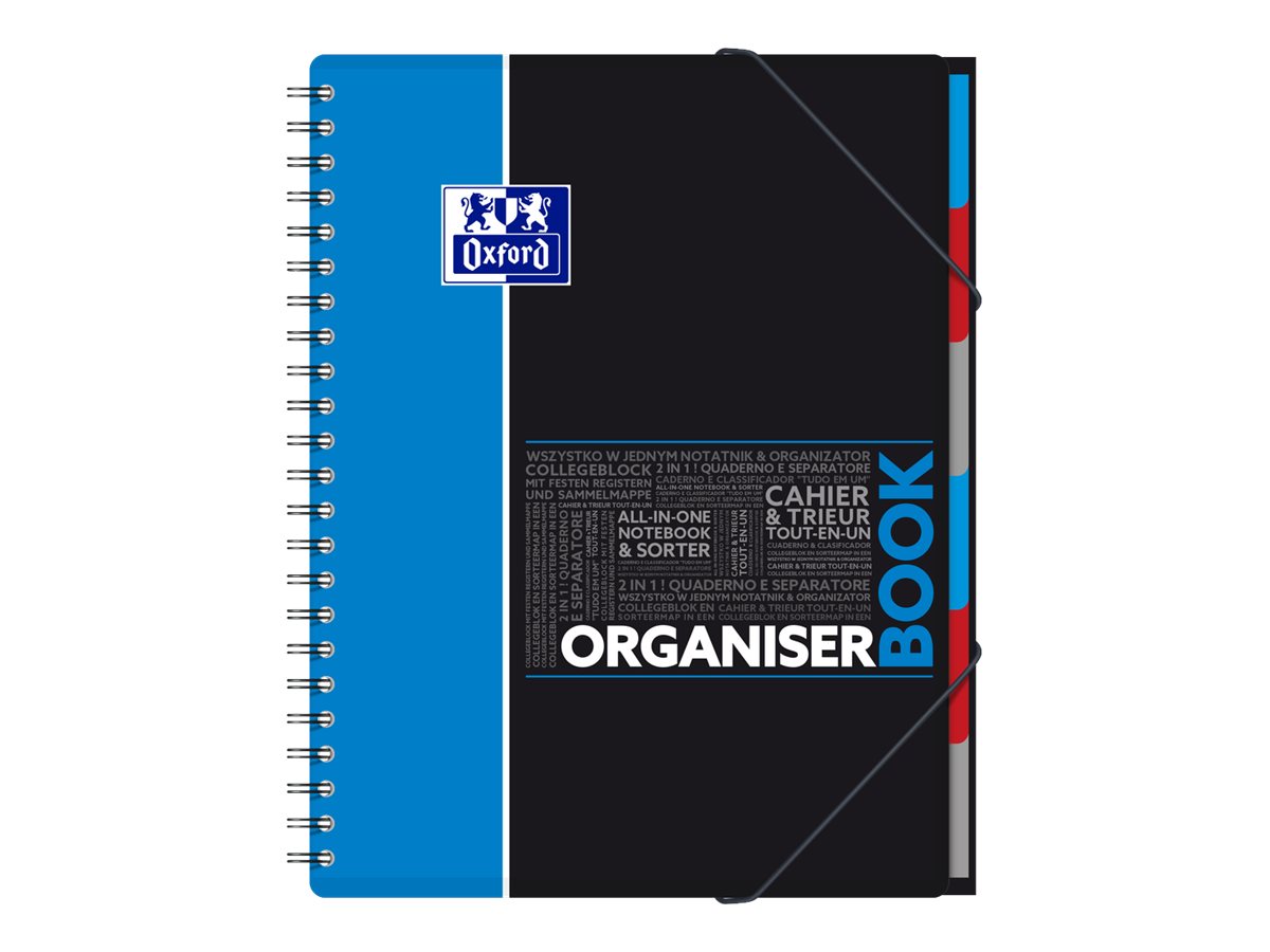Oxford Etudiants - Cahier trieur Organiserbook A4+ (24 x 29,7 cm) - 180 pages - petits carreaux (5x5 mm) - disponible dans différentes couleurs