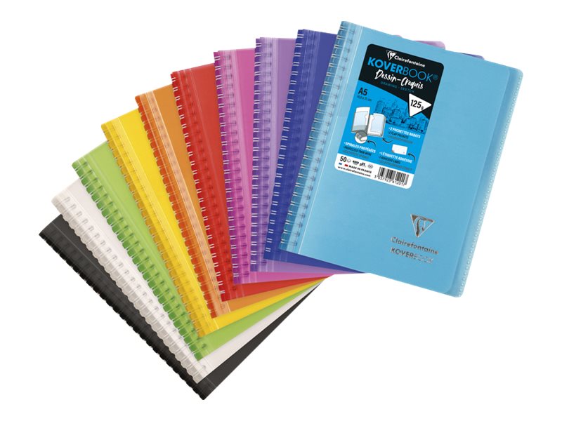 Carnet à Spirale Clairefontaine Koverbook A6 - 100 Pages Papier Dessin 125g - Couverture Polypro Solide - Made In France - 1