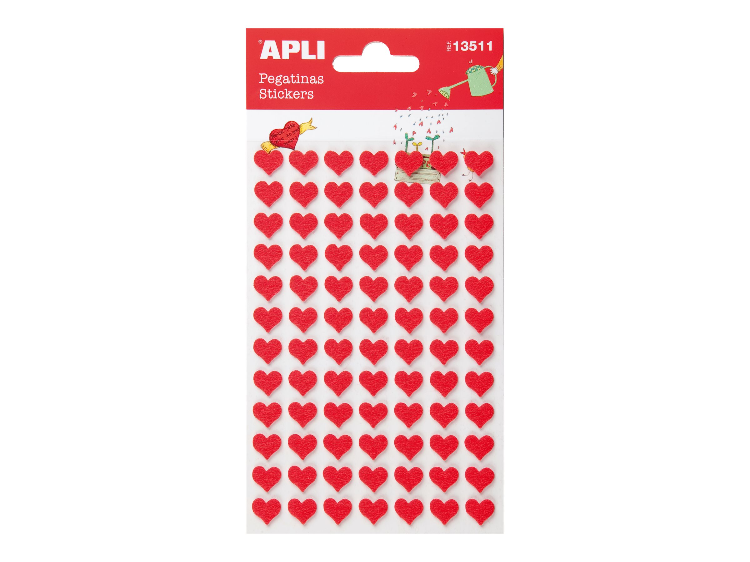 Apli Kids - Stickers feutrine cœurs rouges