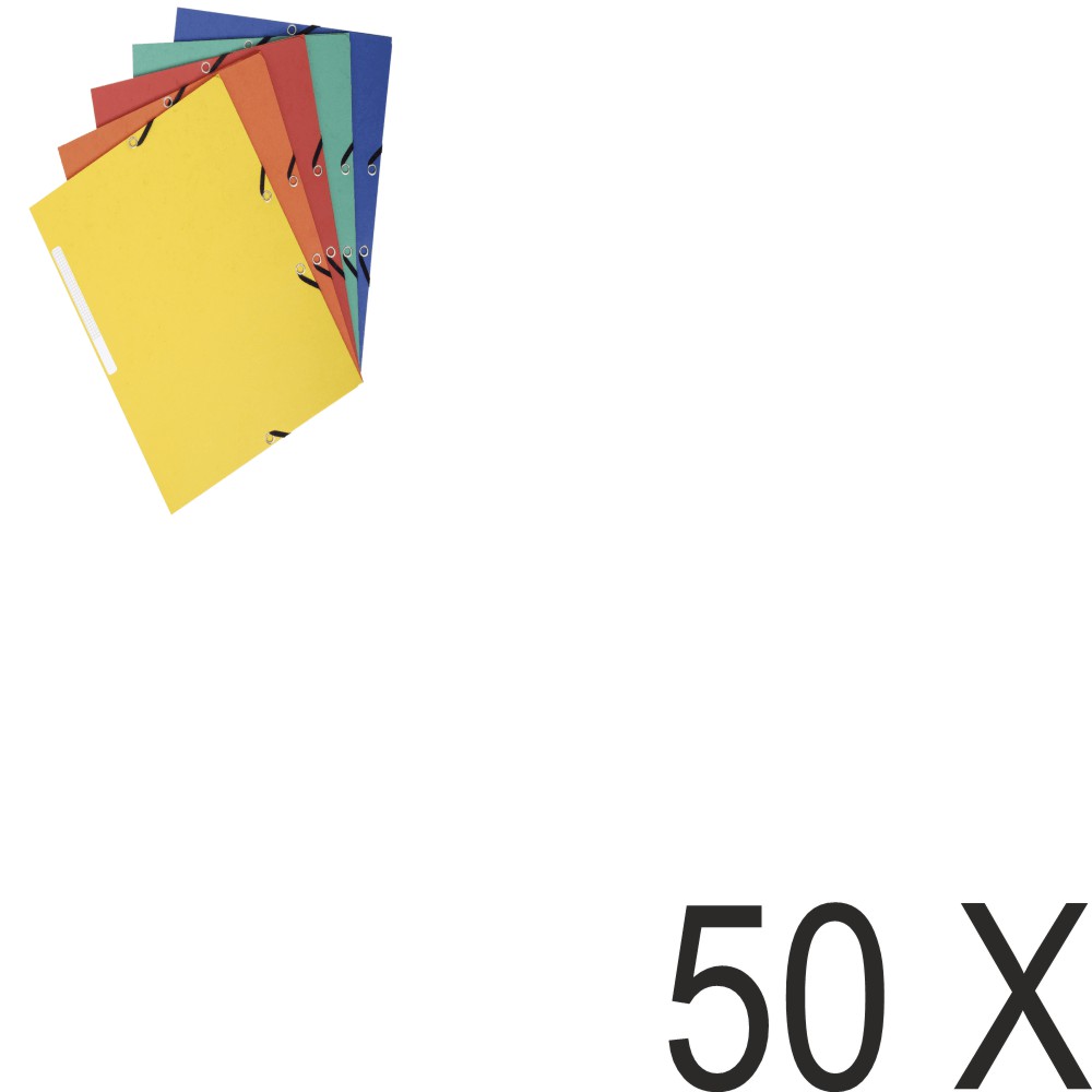 Exacompta - 50 Chemises recyclées à 3 rabats - A4 - couleurs assorties
