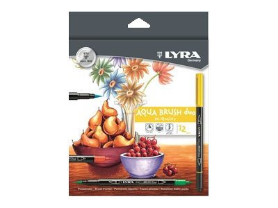 Lyra Aqua Brush Duo - 12 Feutres à pointe en fibre double pointe - couleurs assorties