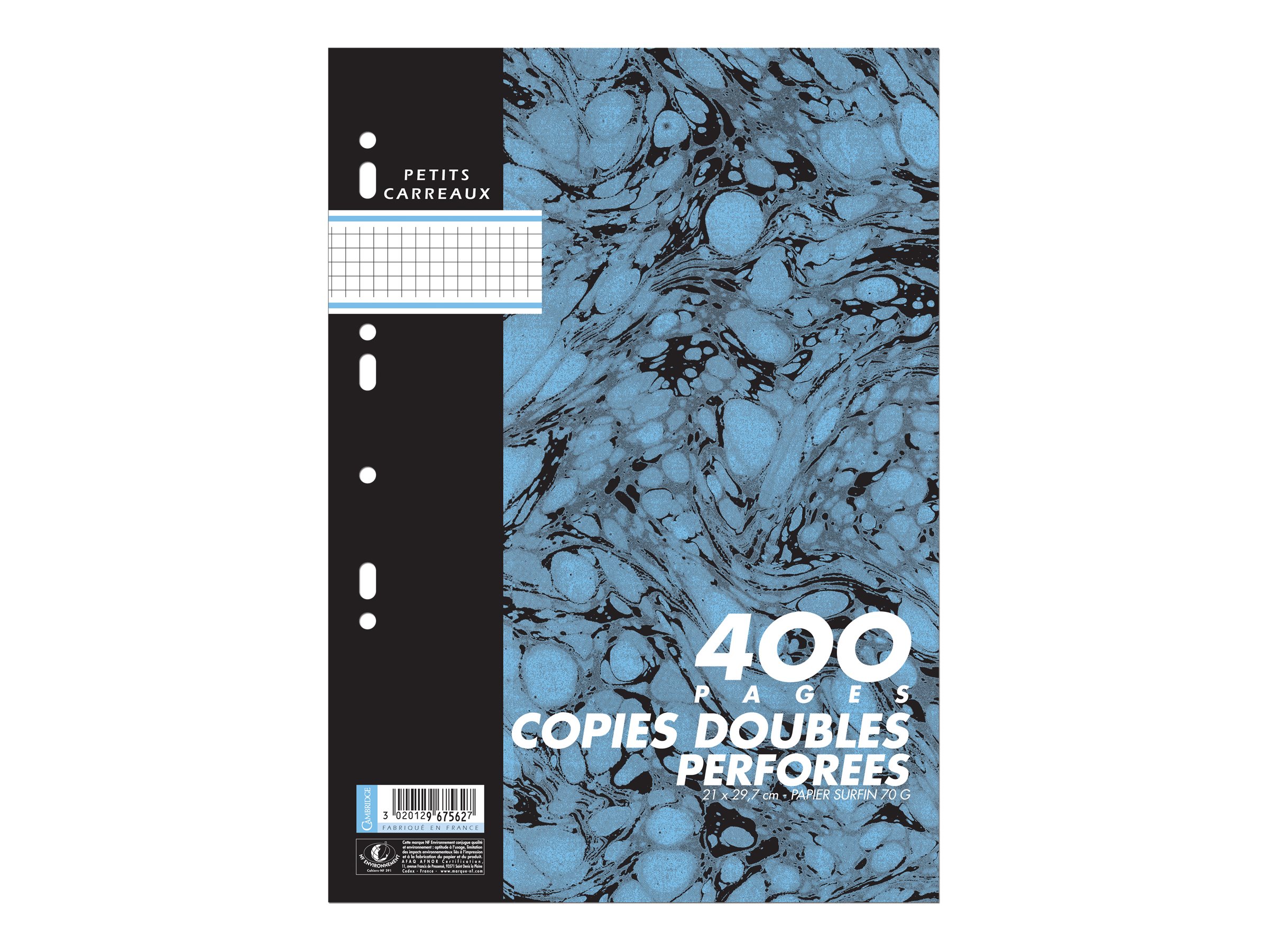 Cambridge - 400 copies doubles A4 - petits carreaux - perforées